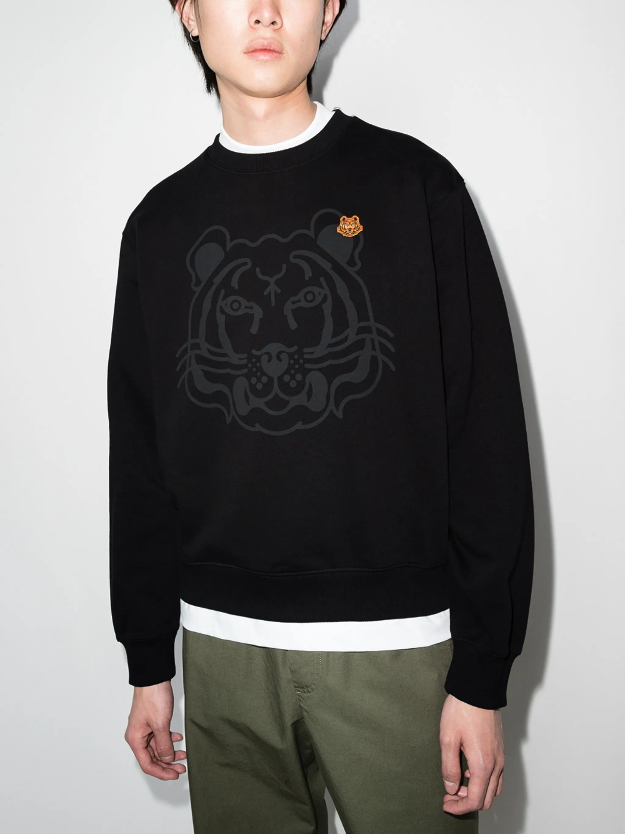 tiger-print crew neck sweatshirt