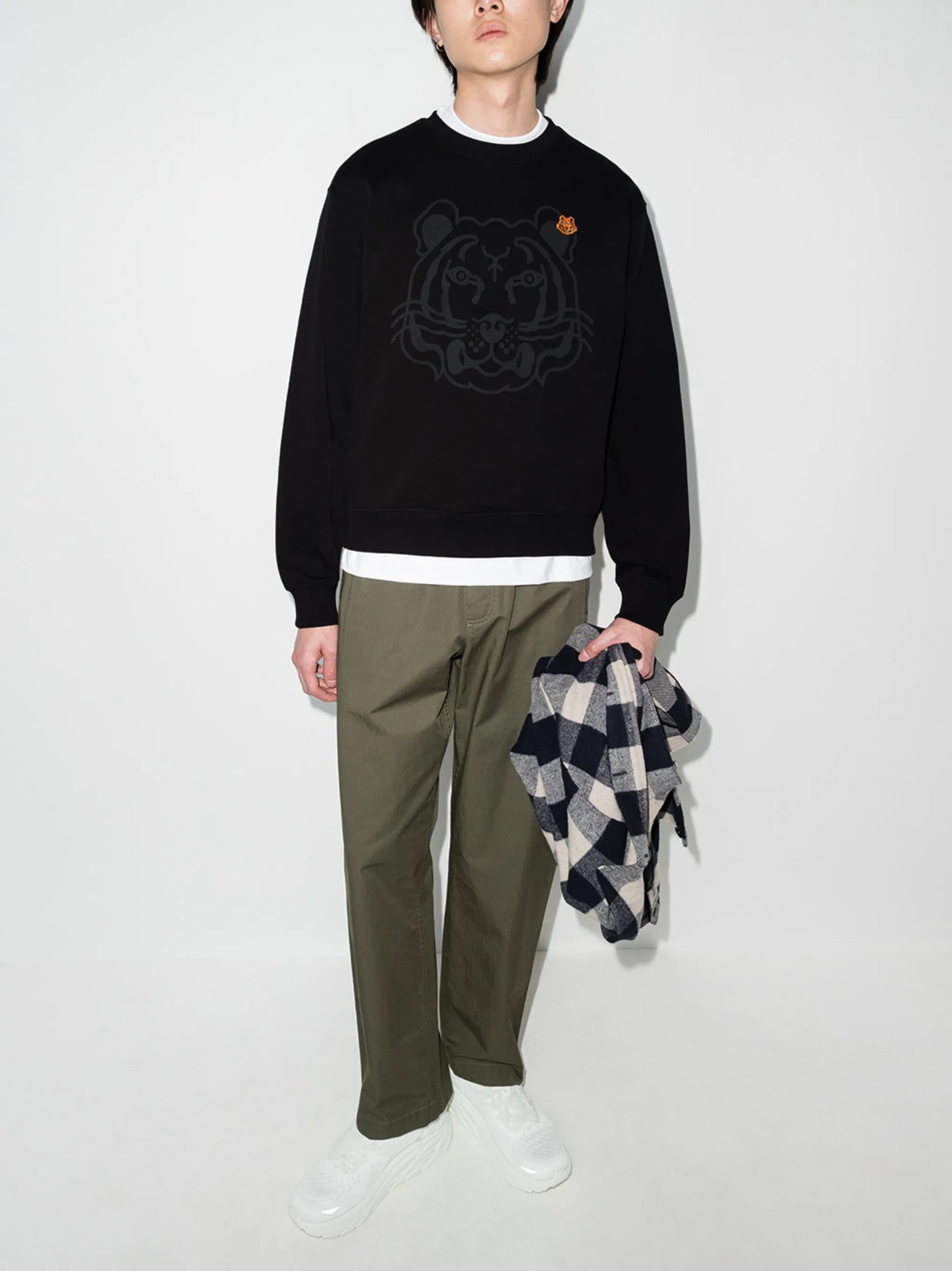tiger-print crew neck sweatshirt
