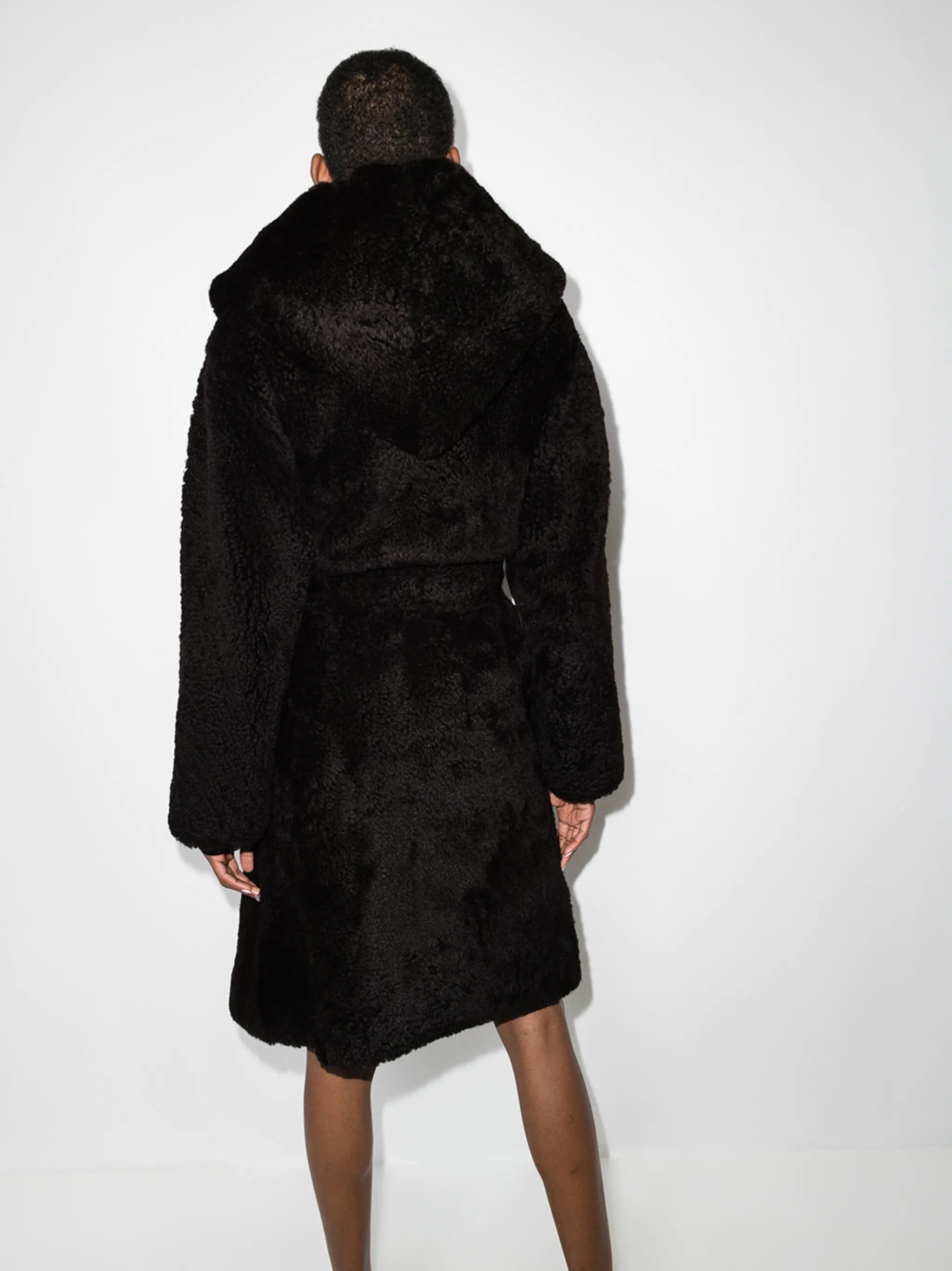 hooded teddy long coat
