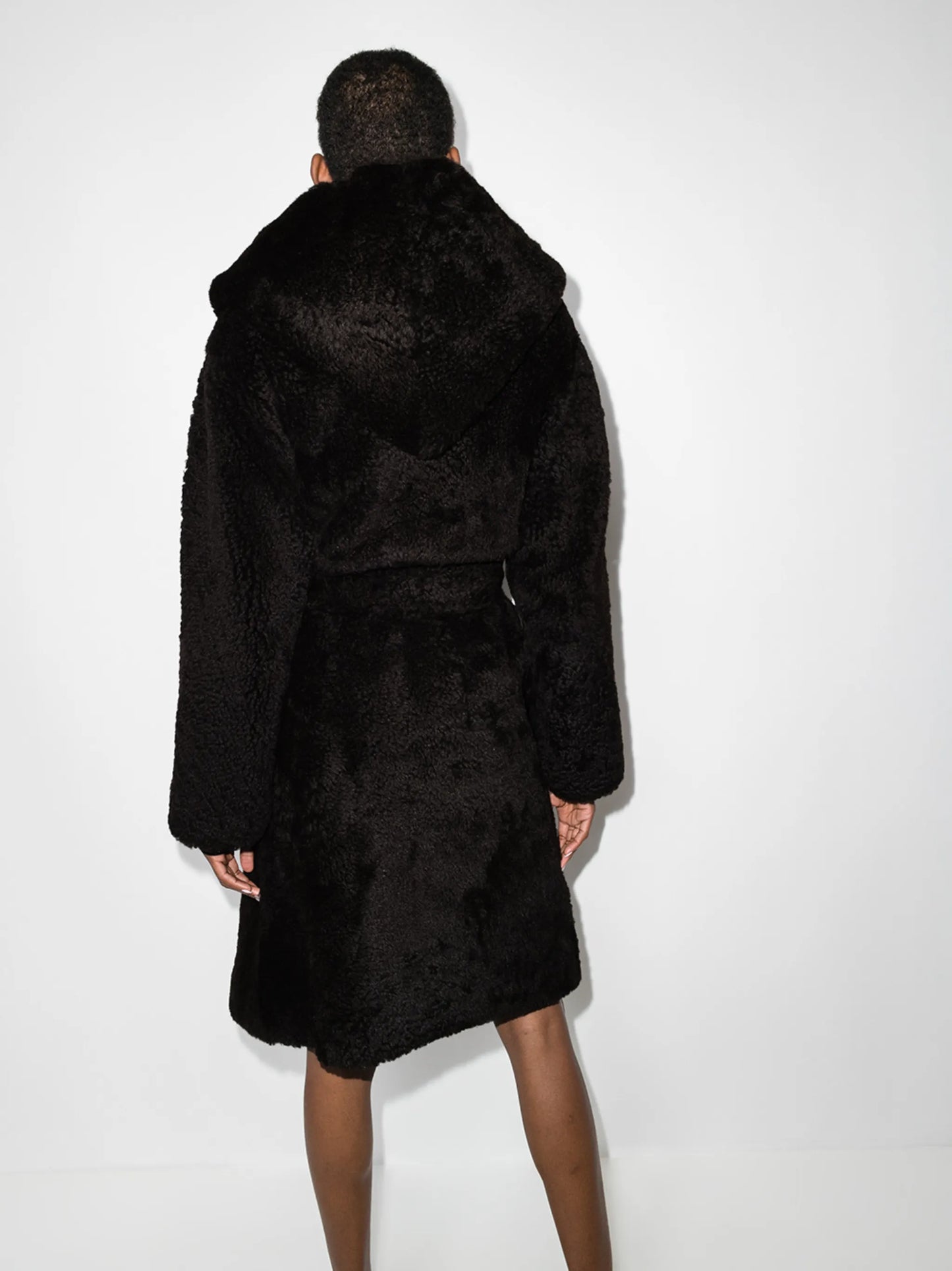 hooded teddy long coat