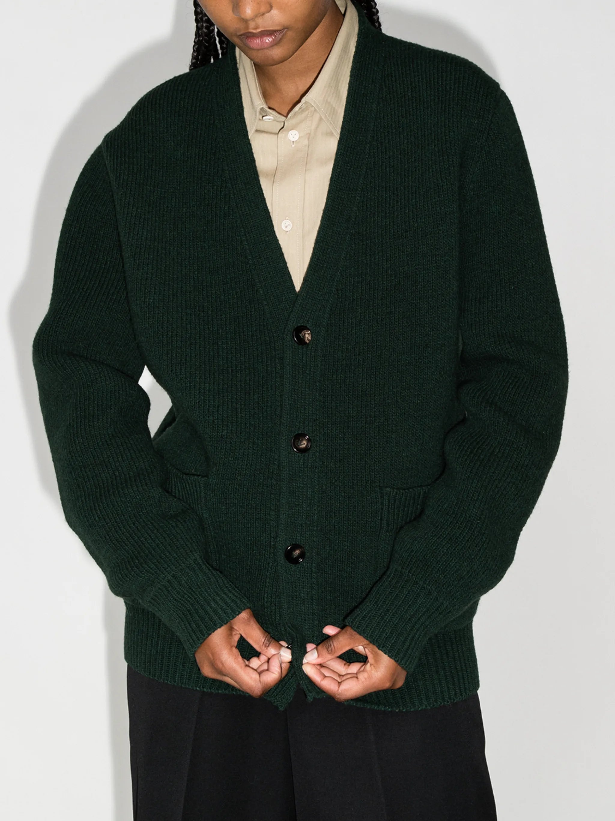 V-neck wool cardigan