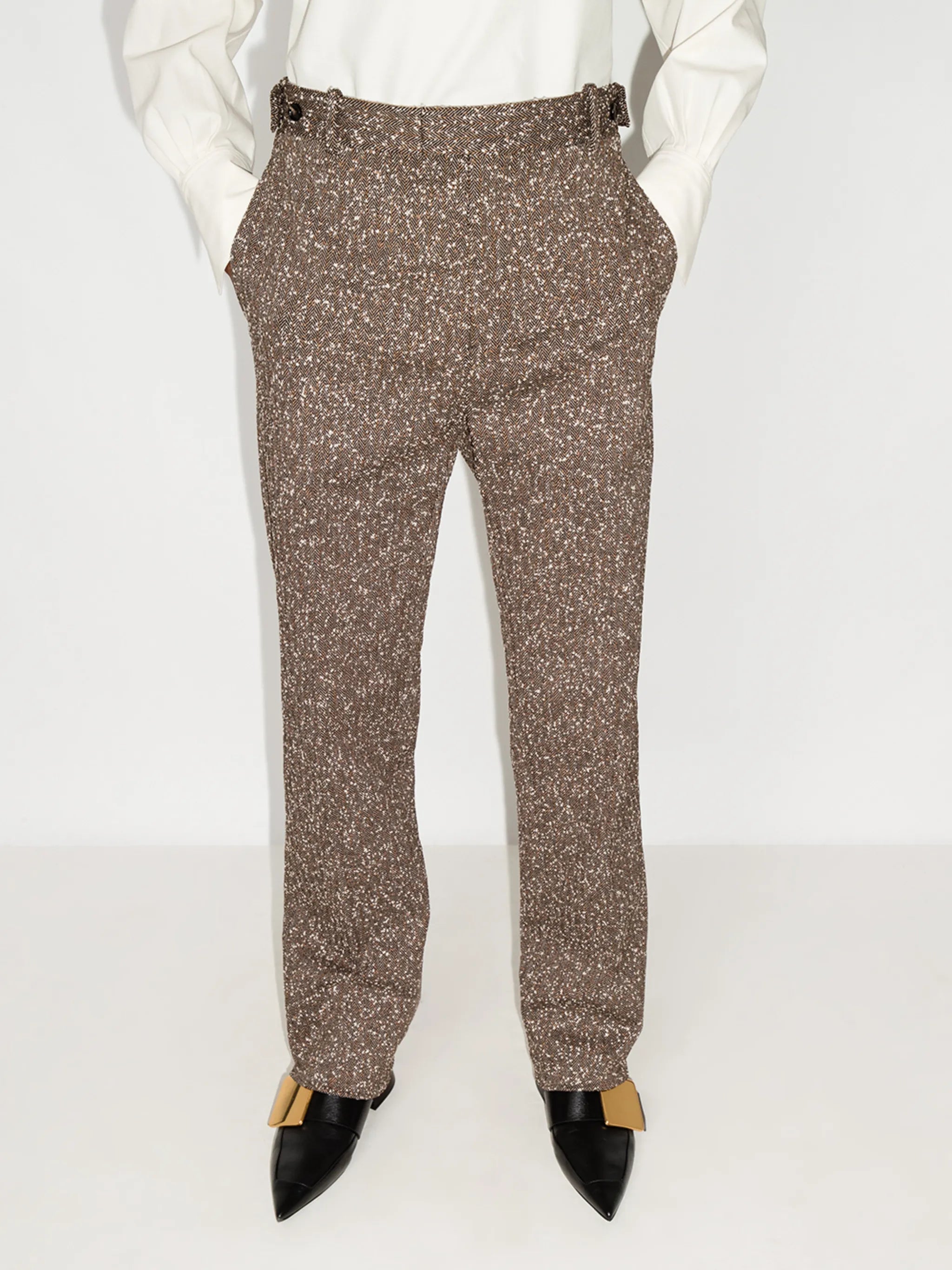 high-rise straight-leg trousers