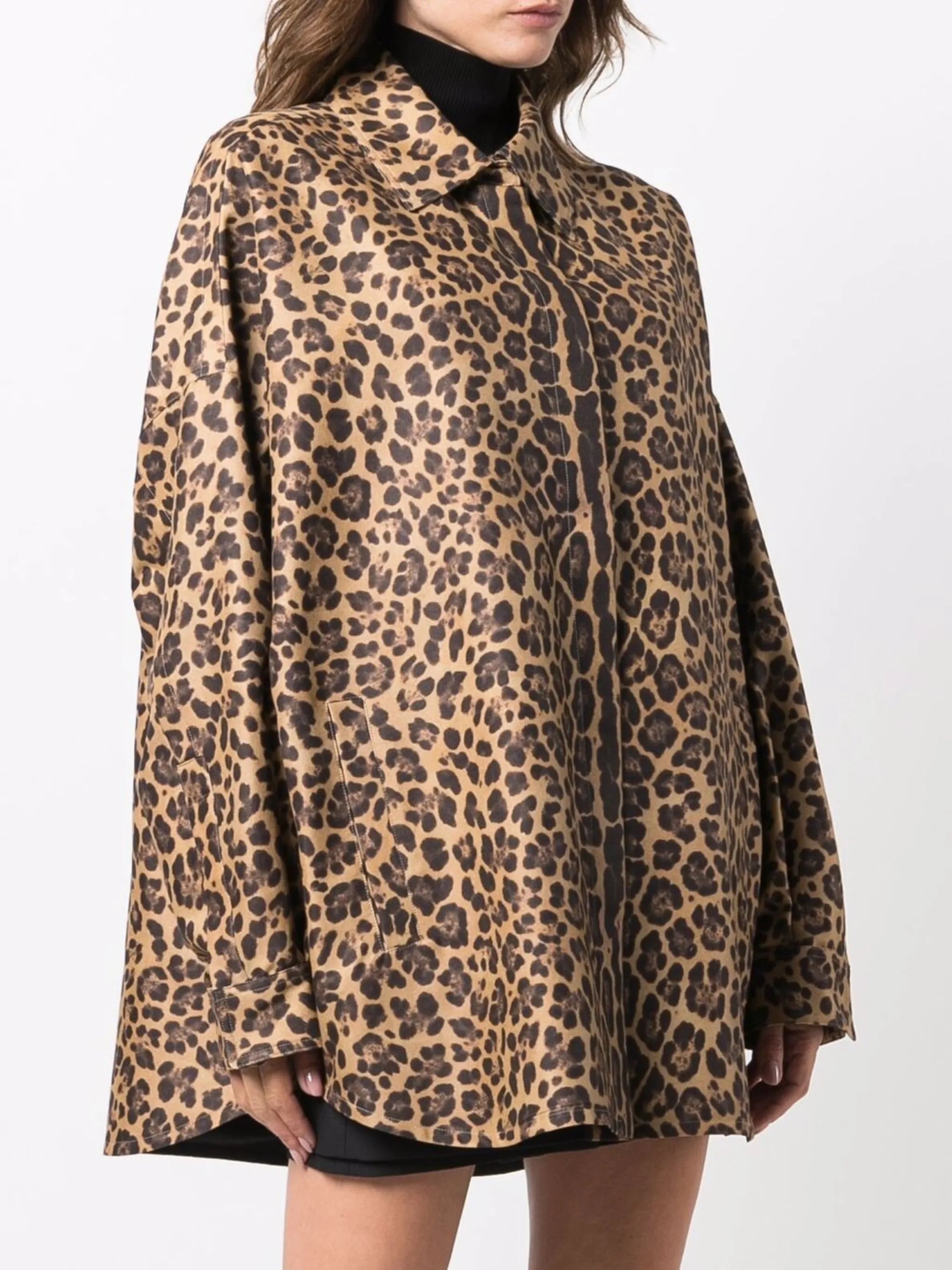 leopard-print pea coat