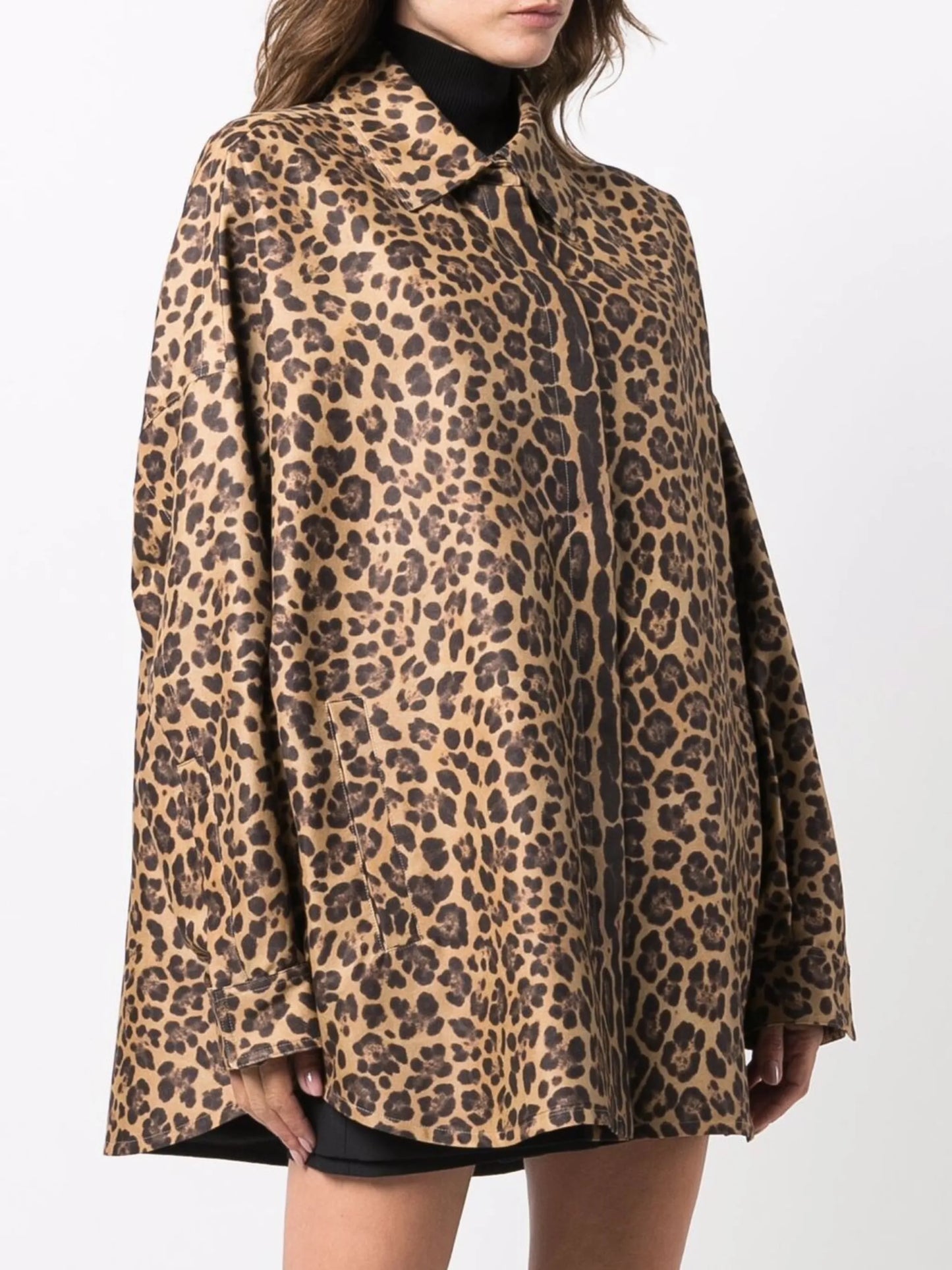 leopard-print pea coat