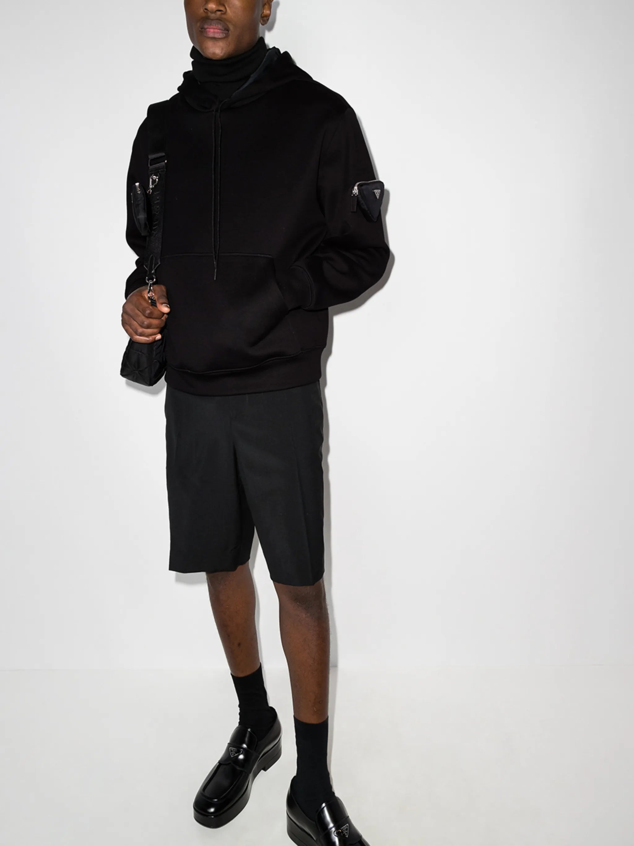 triangle-pouch drawstring hoodie