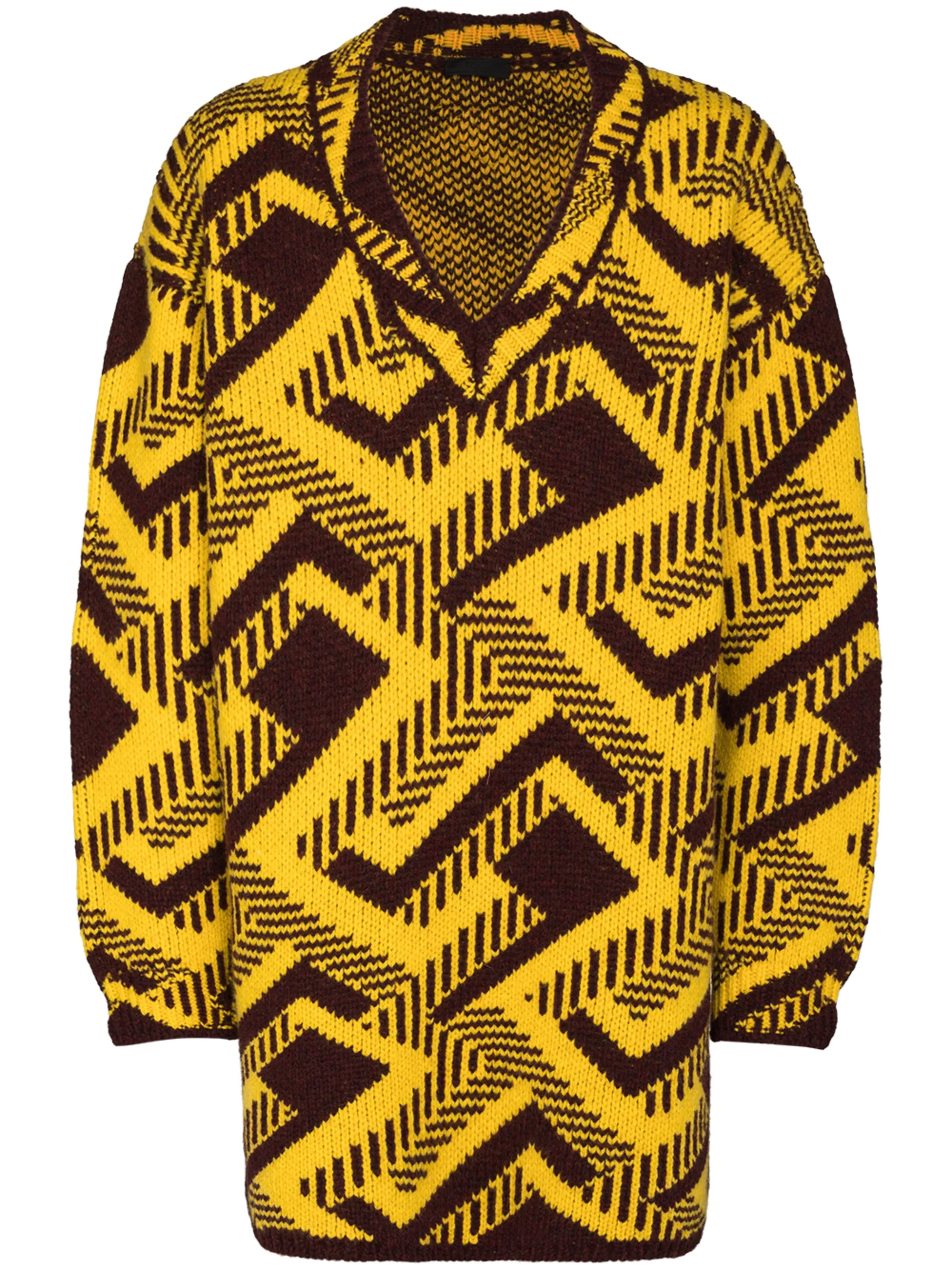 shetland jacquard geometric jumper