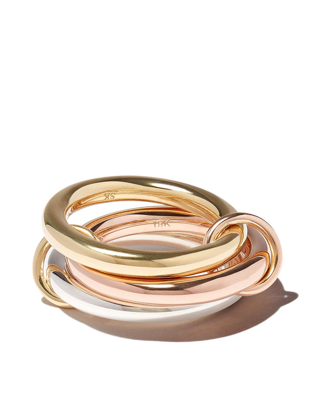 18Kt yellow gold, sterling silver and 18kt rose gold Mercury linked ring