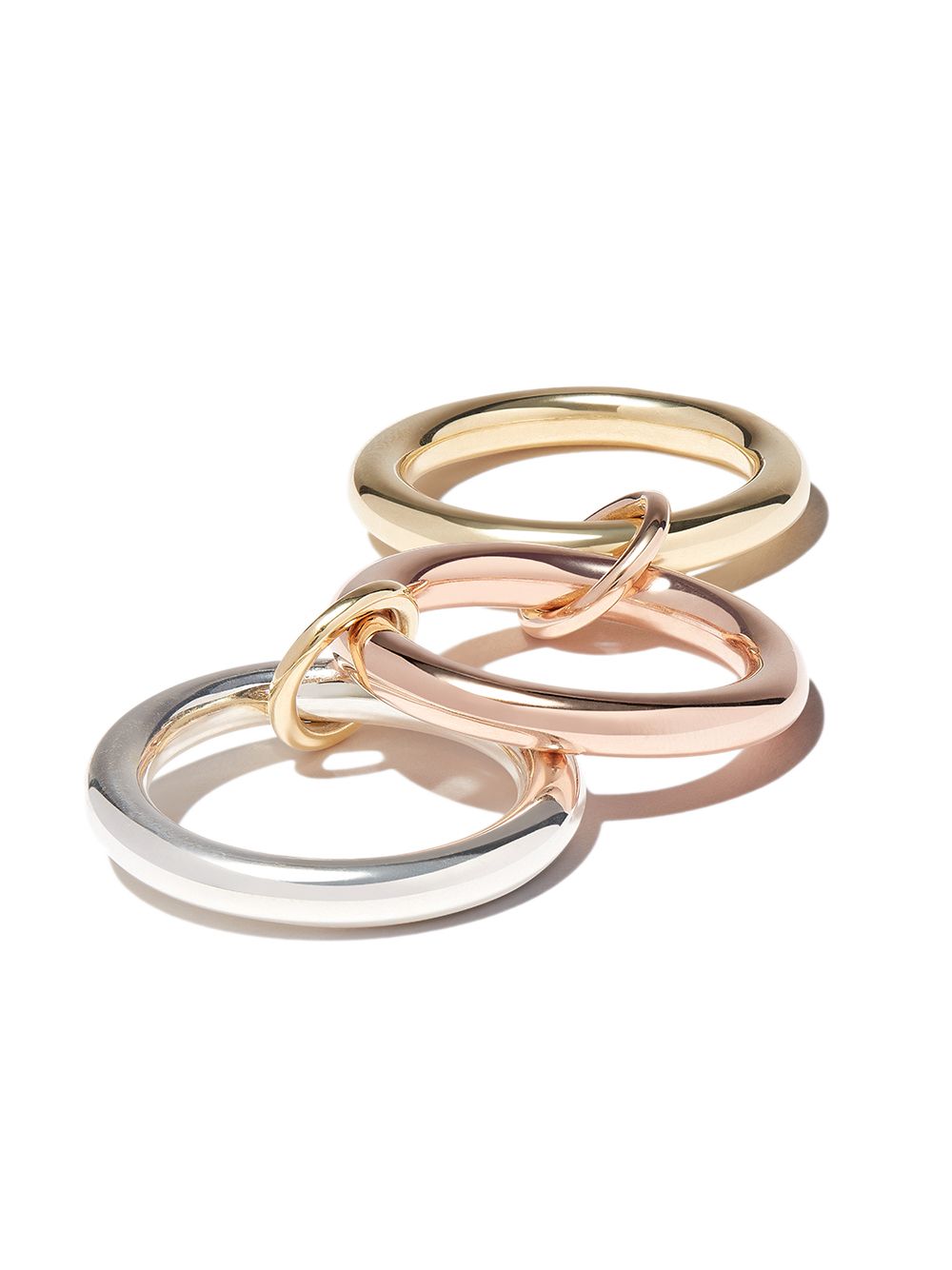 18Kt yellow gold, sterling silver and 18kt rose gold Mercury linked ring