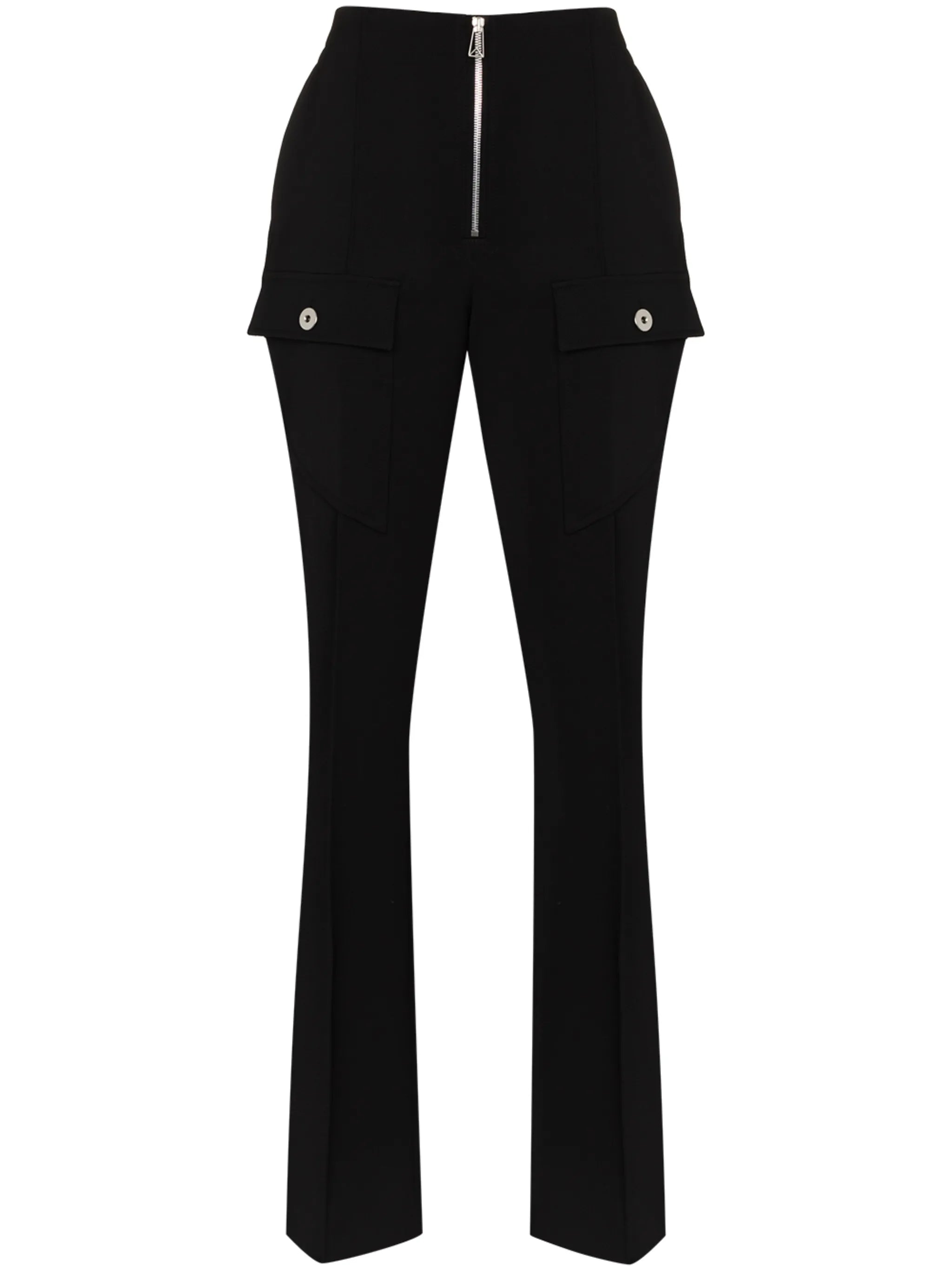 high-waisted zipped bootcut trousers