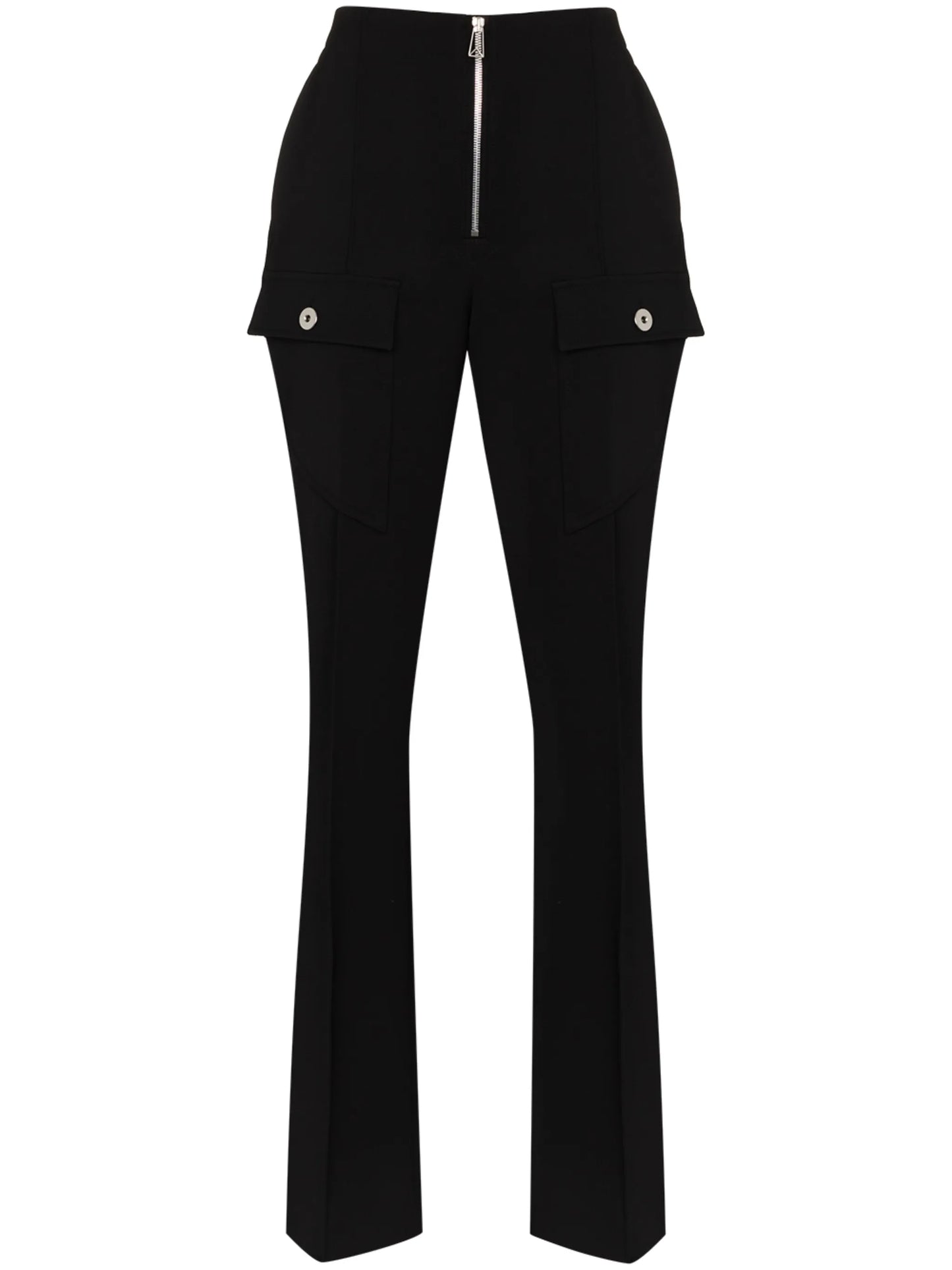high-waisted zipped bootcut trousers