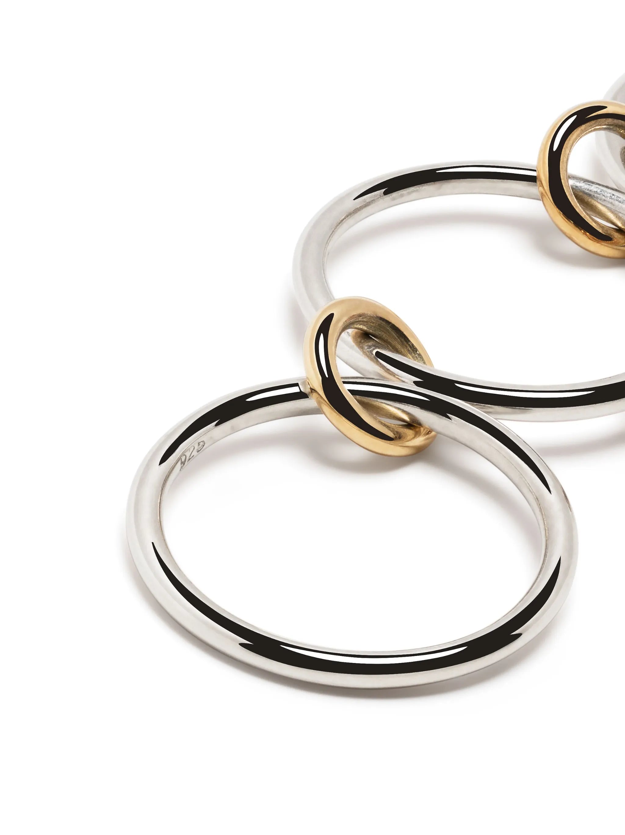 18kt yellow gold and sterling silver Acacia linked ring