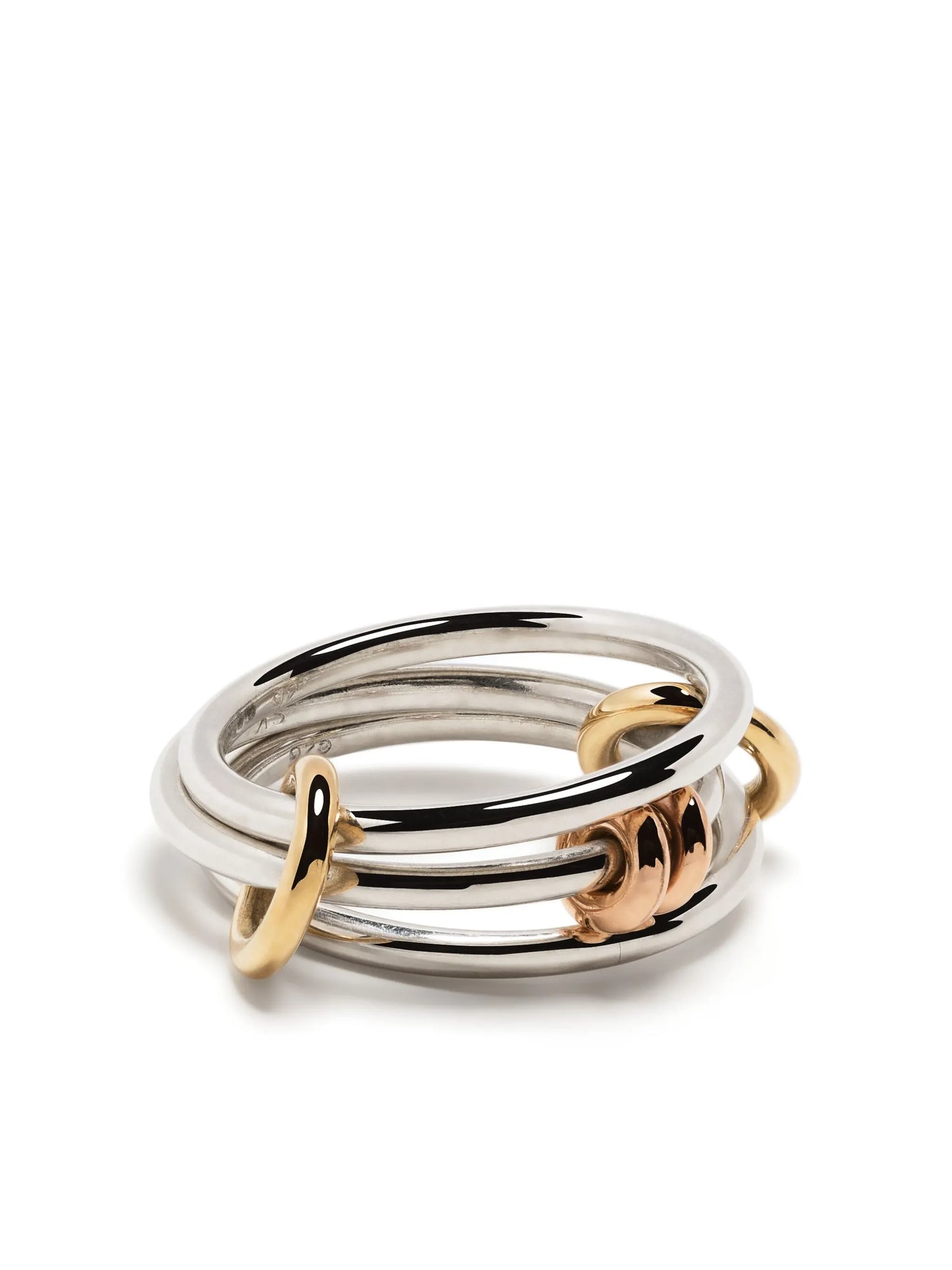 18kt yellow gold and sterling silver Acacia linked ring