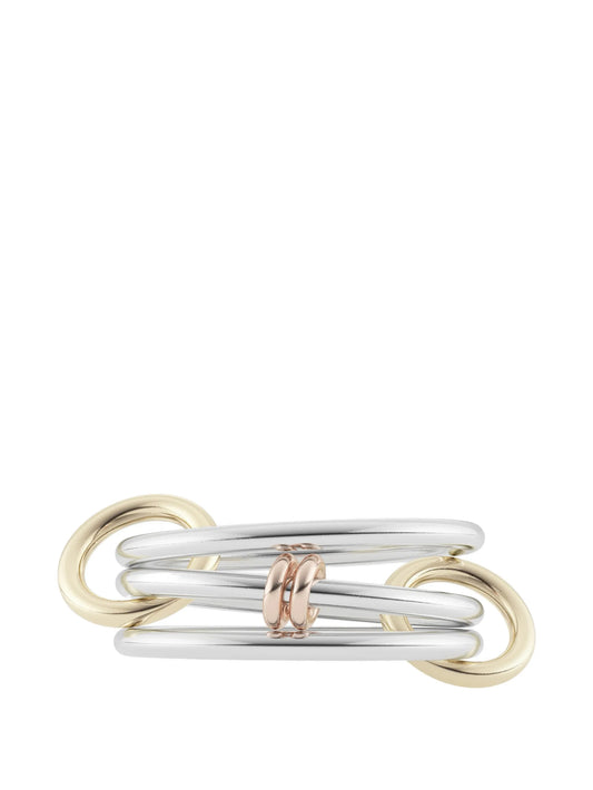 18kt yellow gold and sterling silver Acacia linked ring
