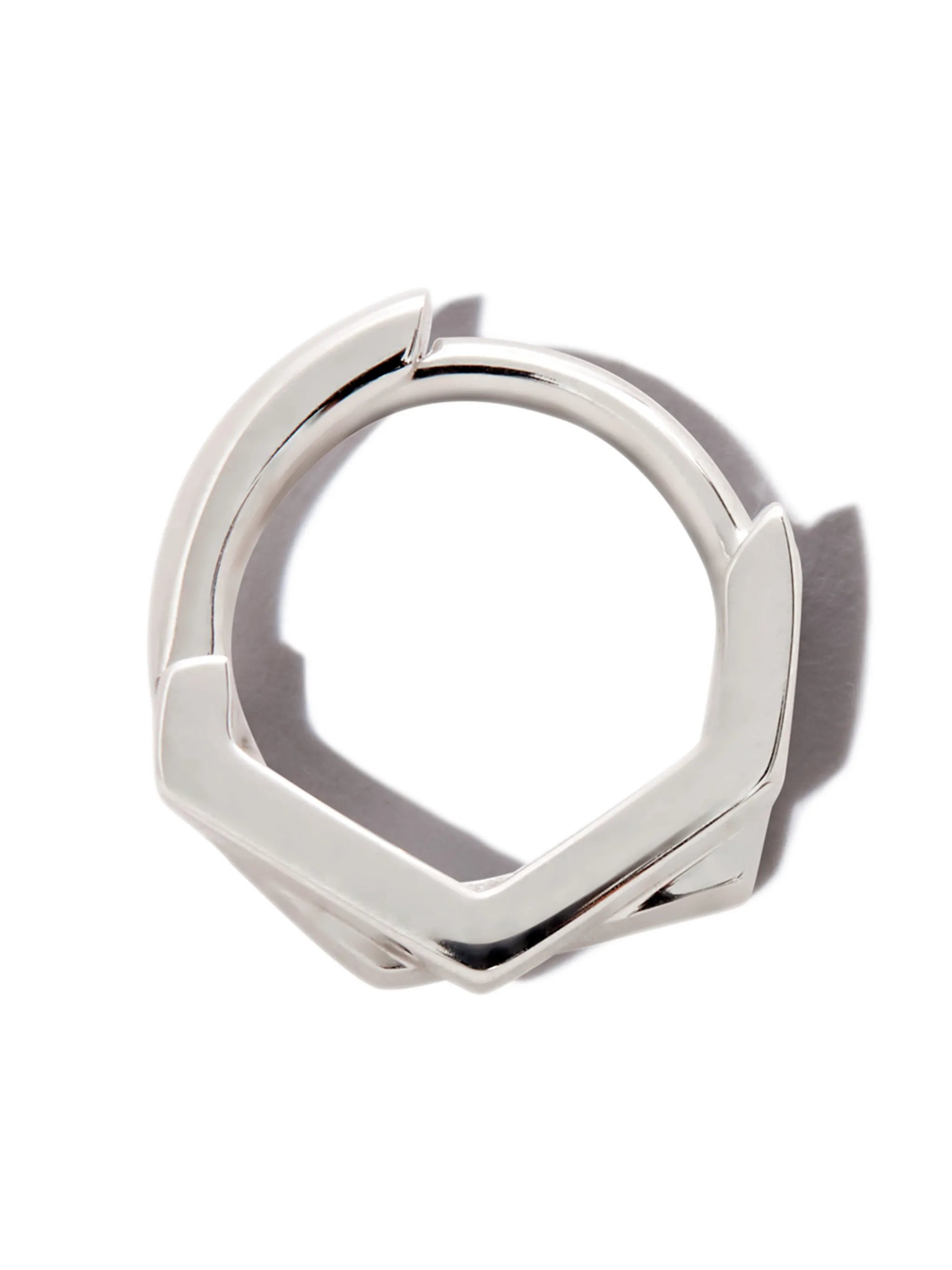 18kt white gold Antifer two-row single hoop earring