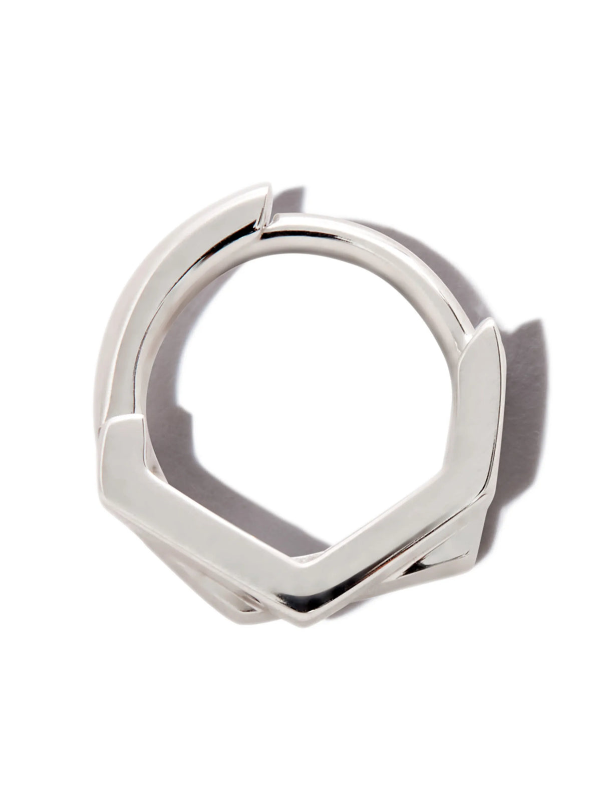 18kt white gold Antifer two-row single hoop earring