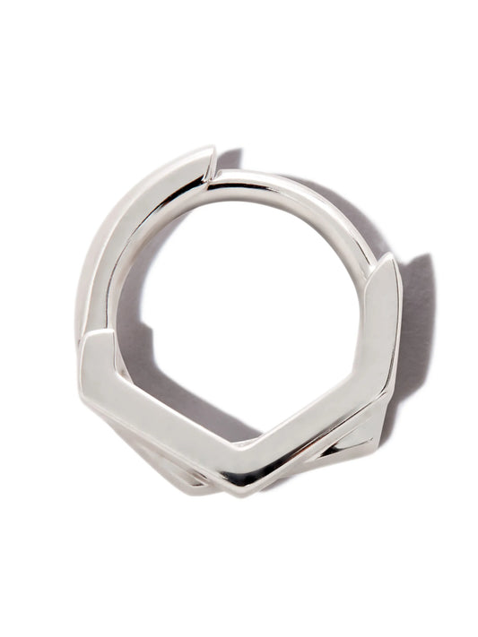 18kt white gold Antifer two-row single hoop earring