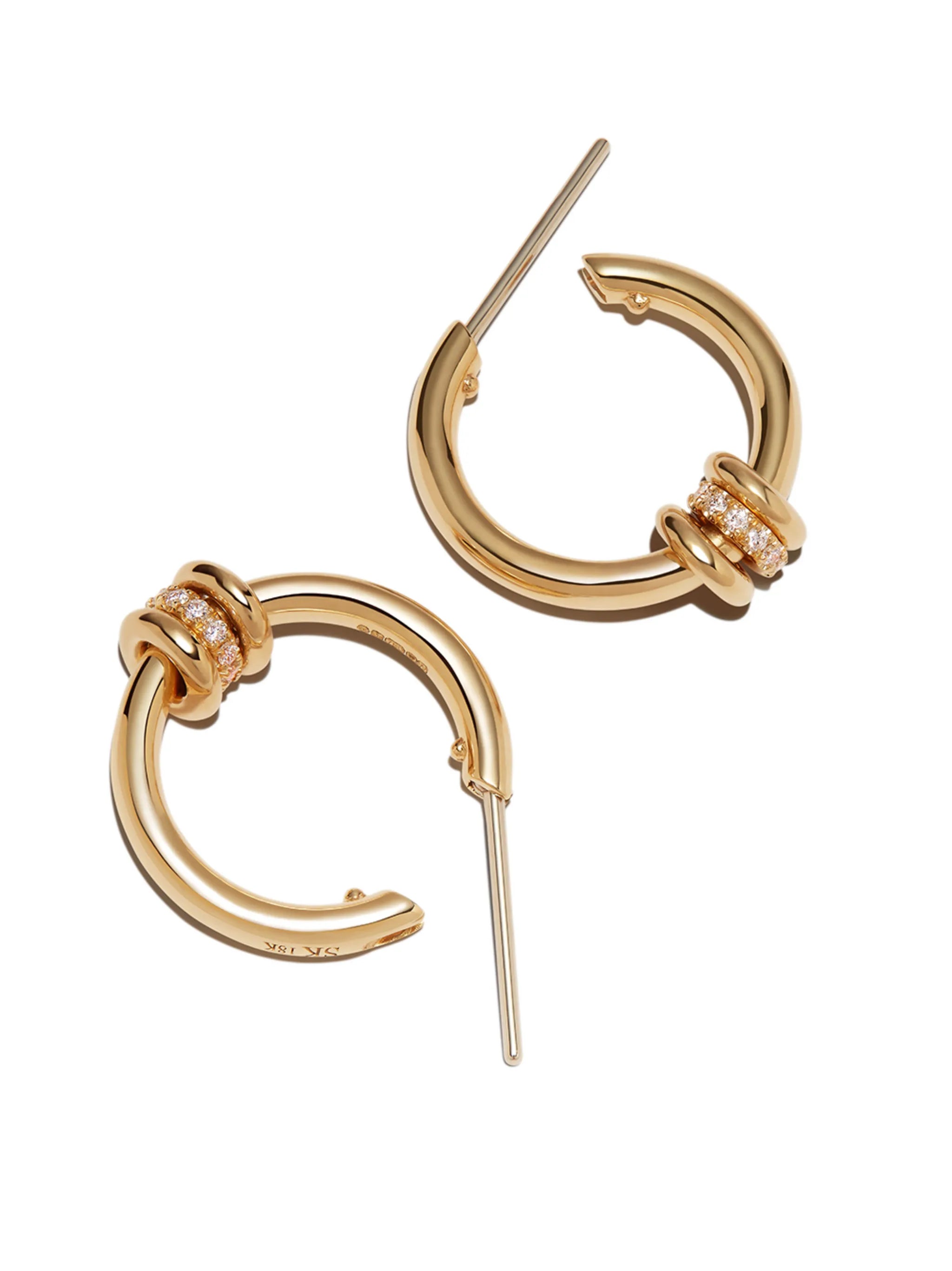 18kt yellow gold Ara diamond hoop earrings