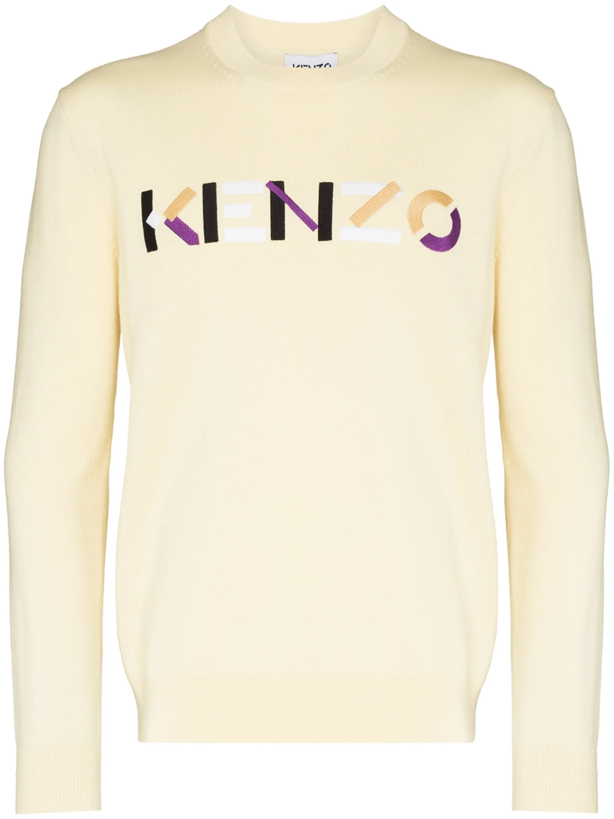 embroidered-logo crew neck jumper