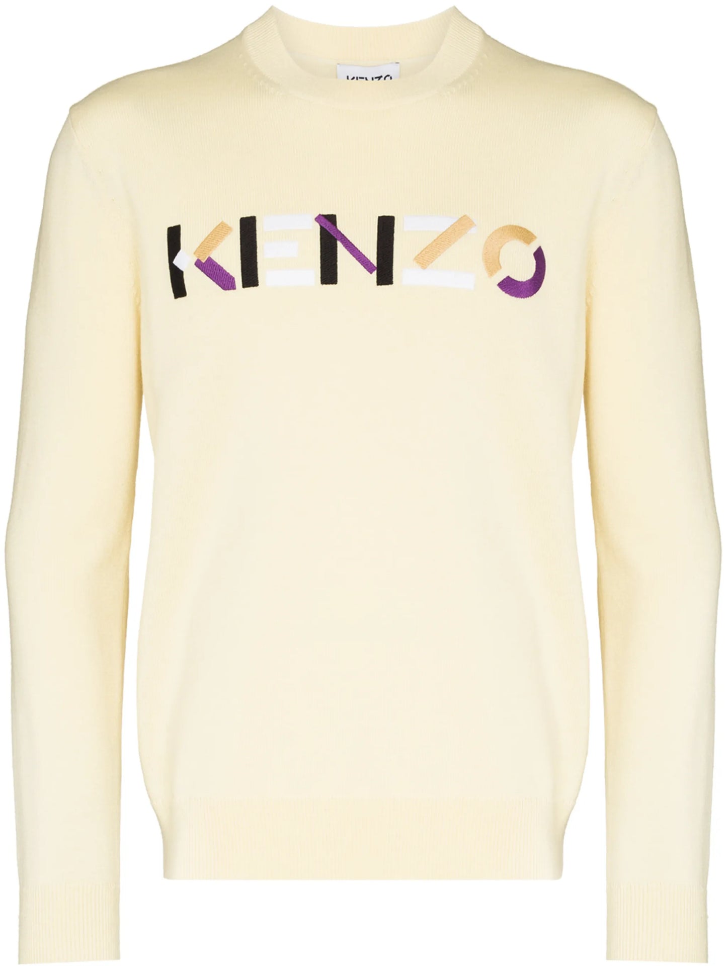embroidered-logo crew neck jumper