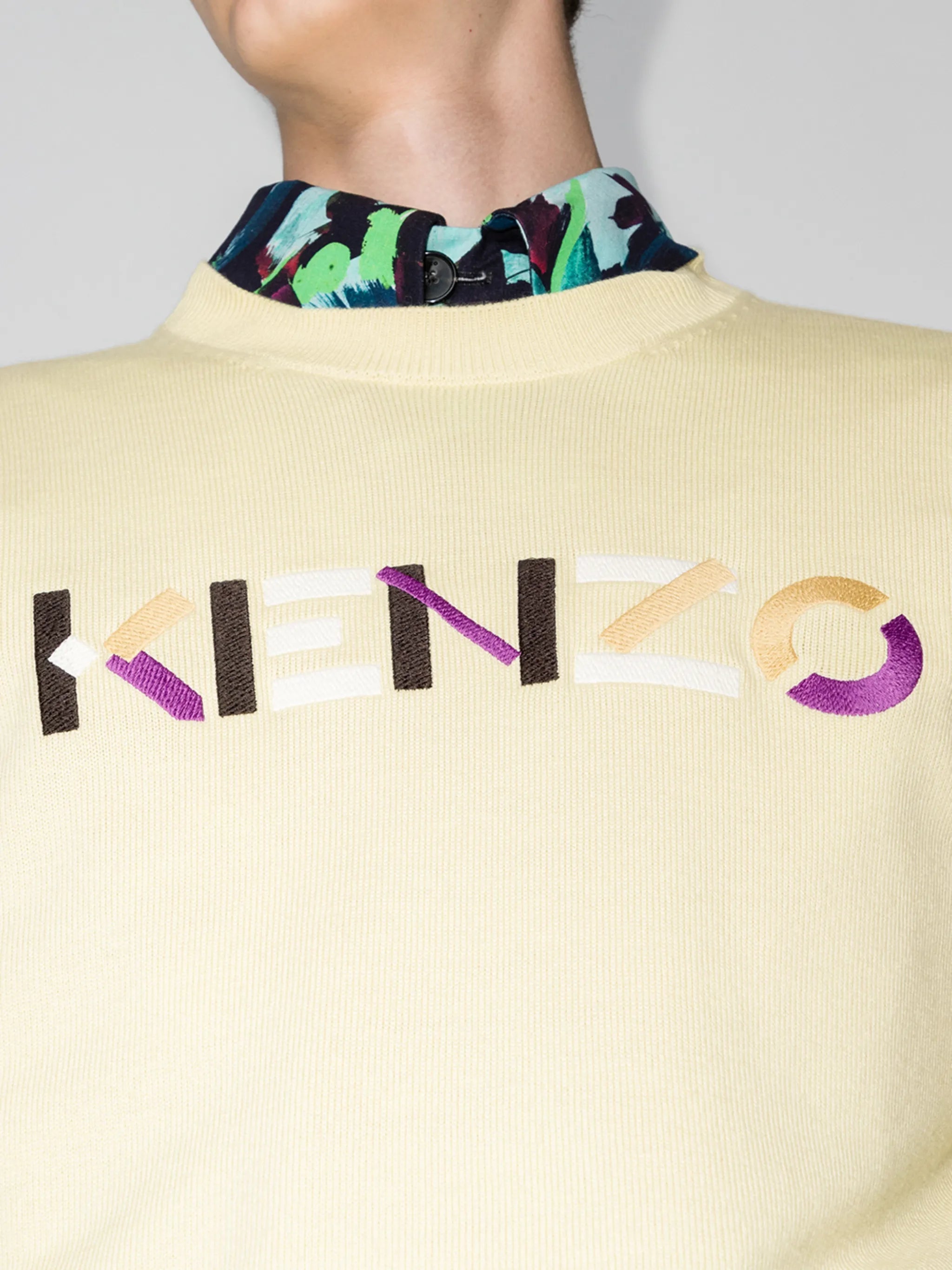 embroidered-logo crew neck jumper