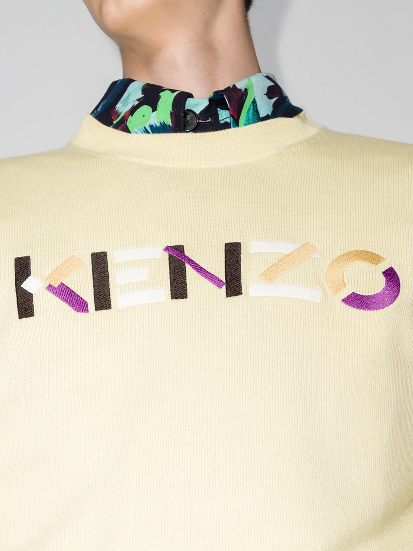 embroidered-logo crew neck jumper