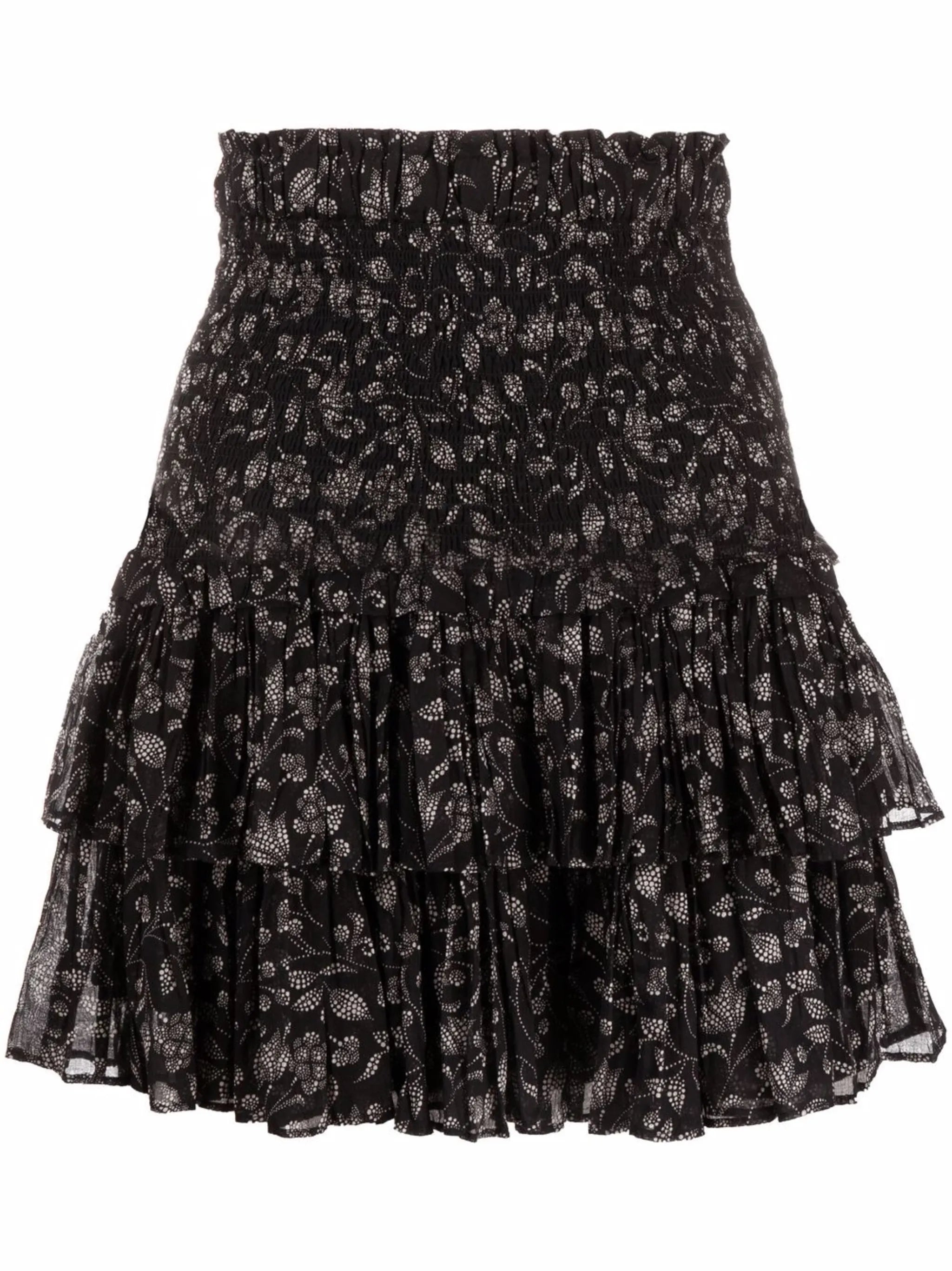 floral-print ruffled miniskirt