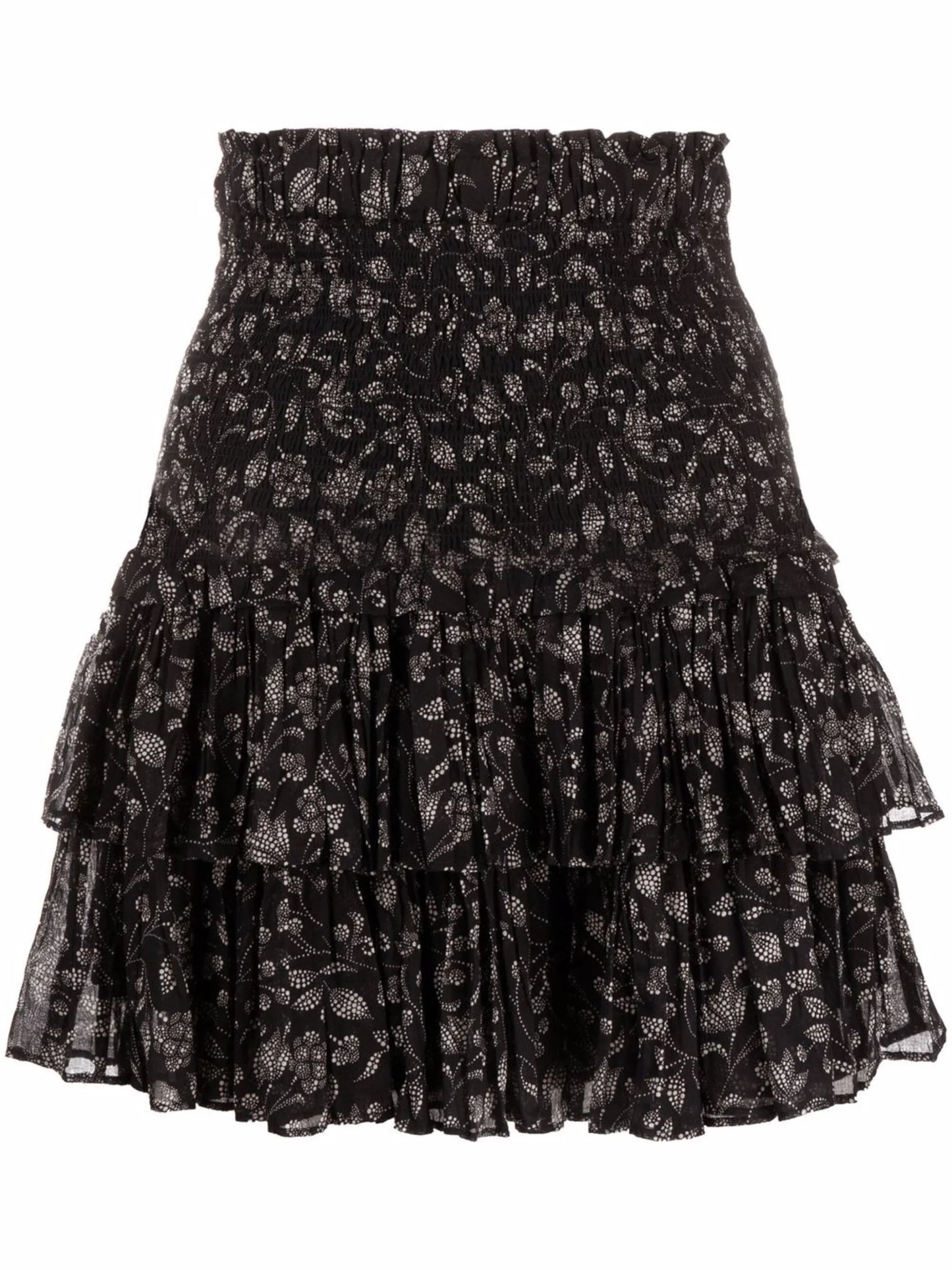 floral-print ruffled miniskirt