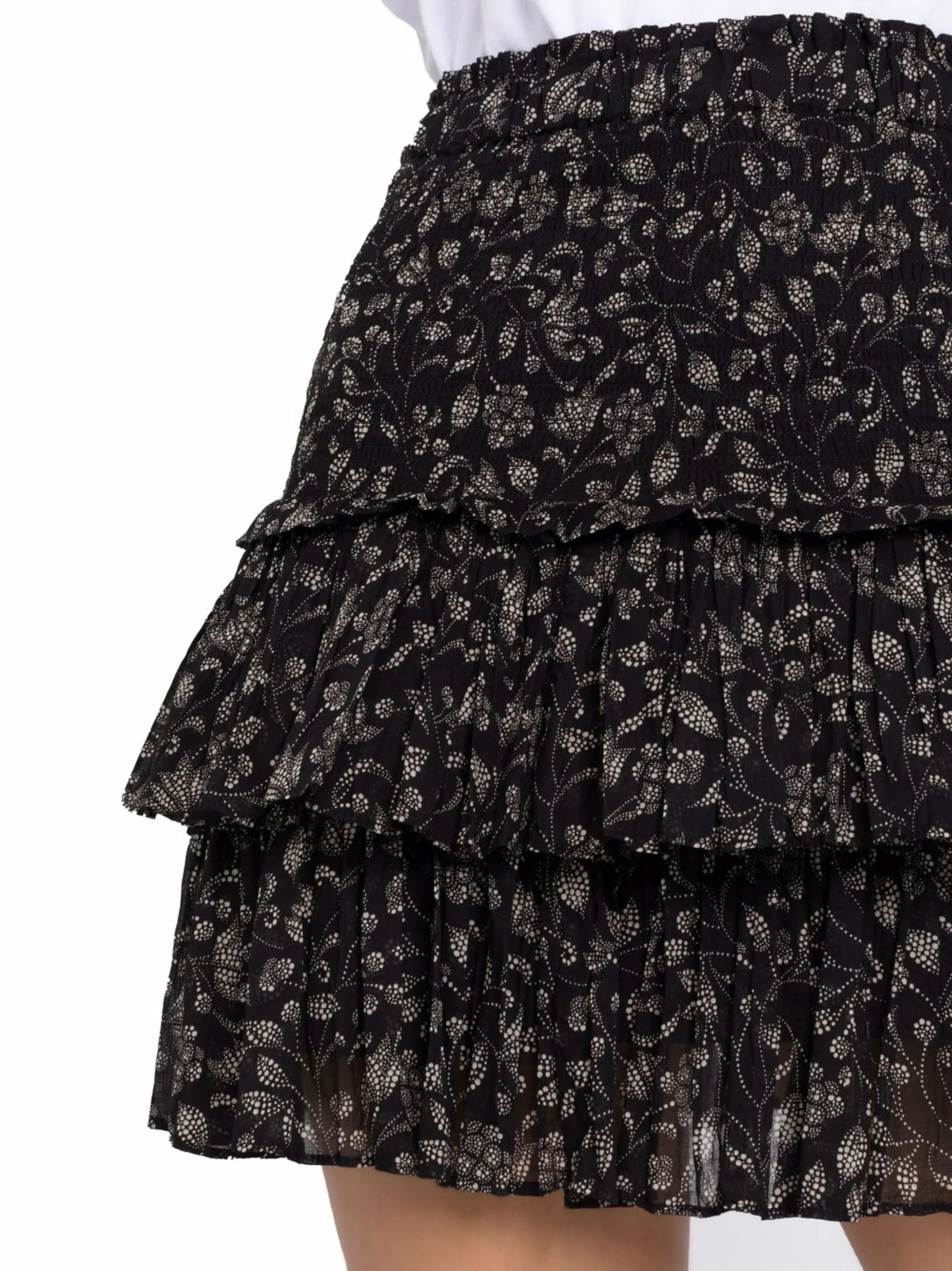 floral-print ruffled miniskirt