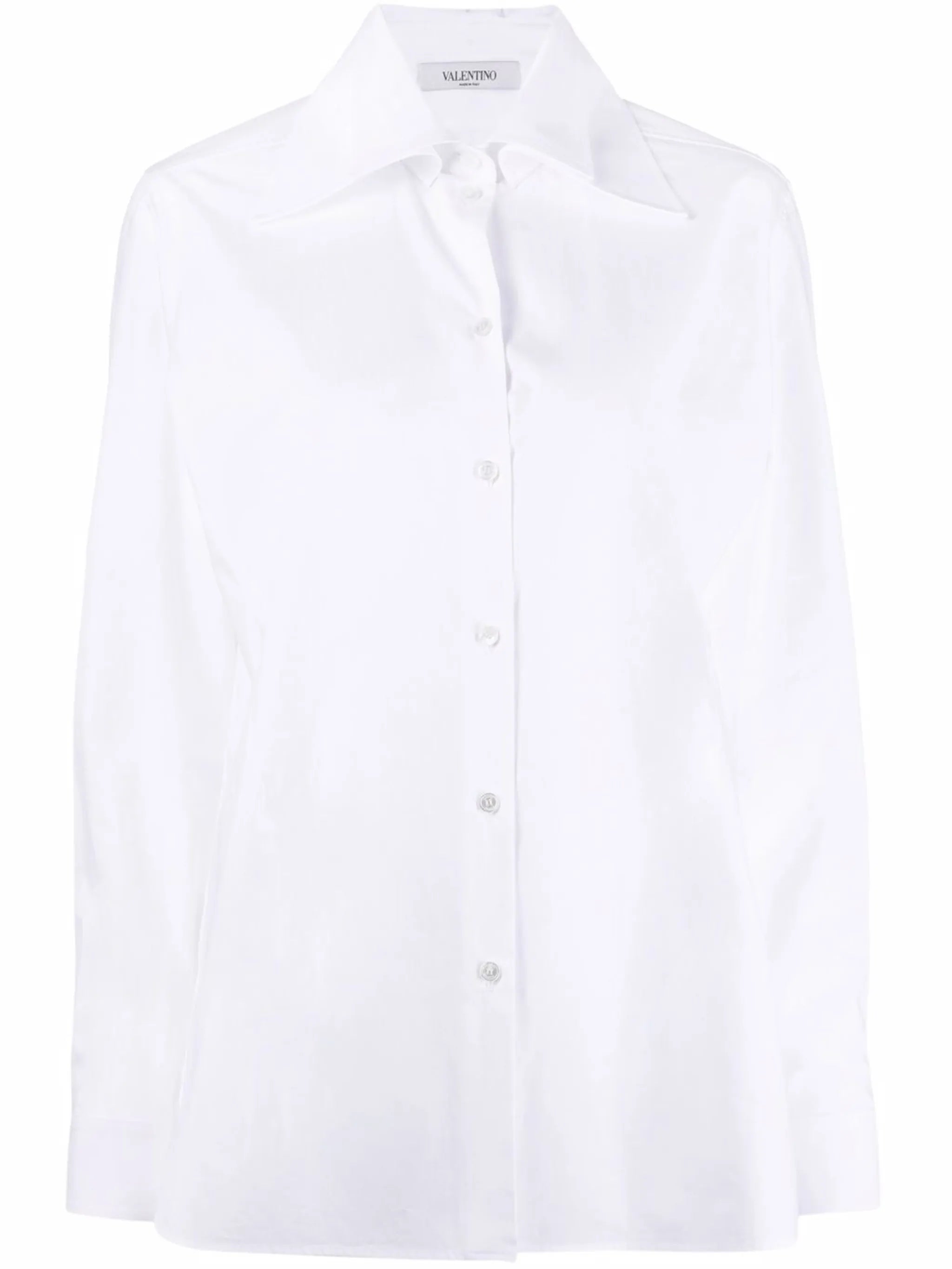 oversized pointed-collar button-front shirt