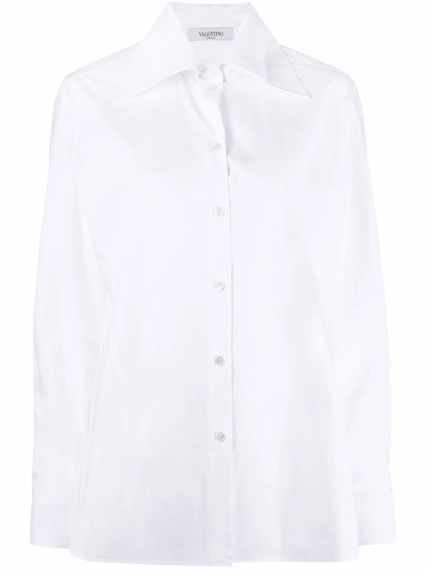 oversized pointed-collar button-front shirt