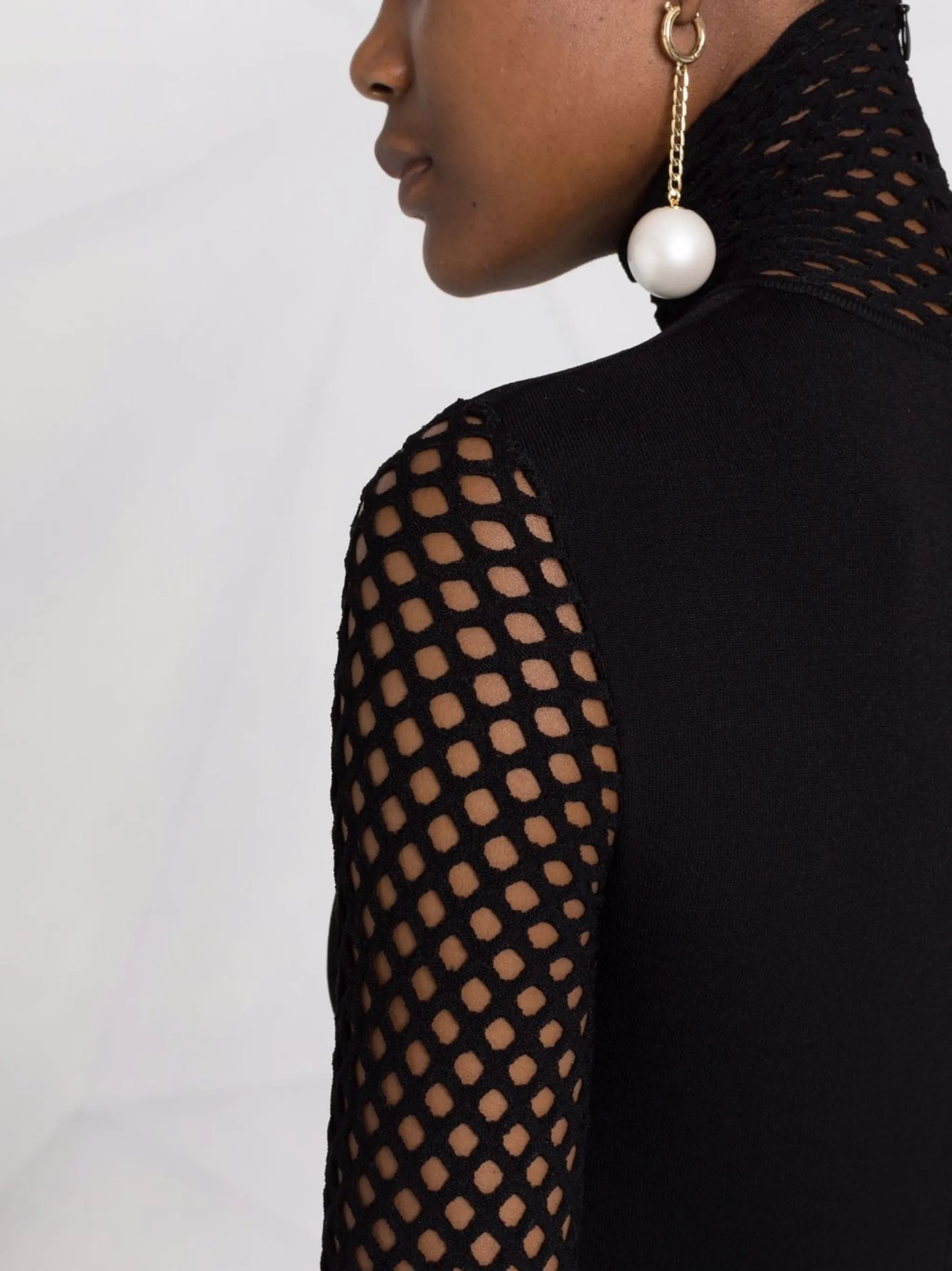 open-knit roll-neck dress