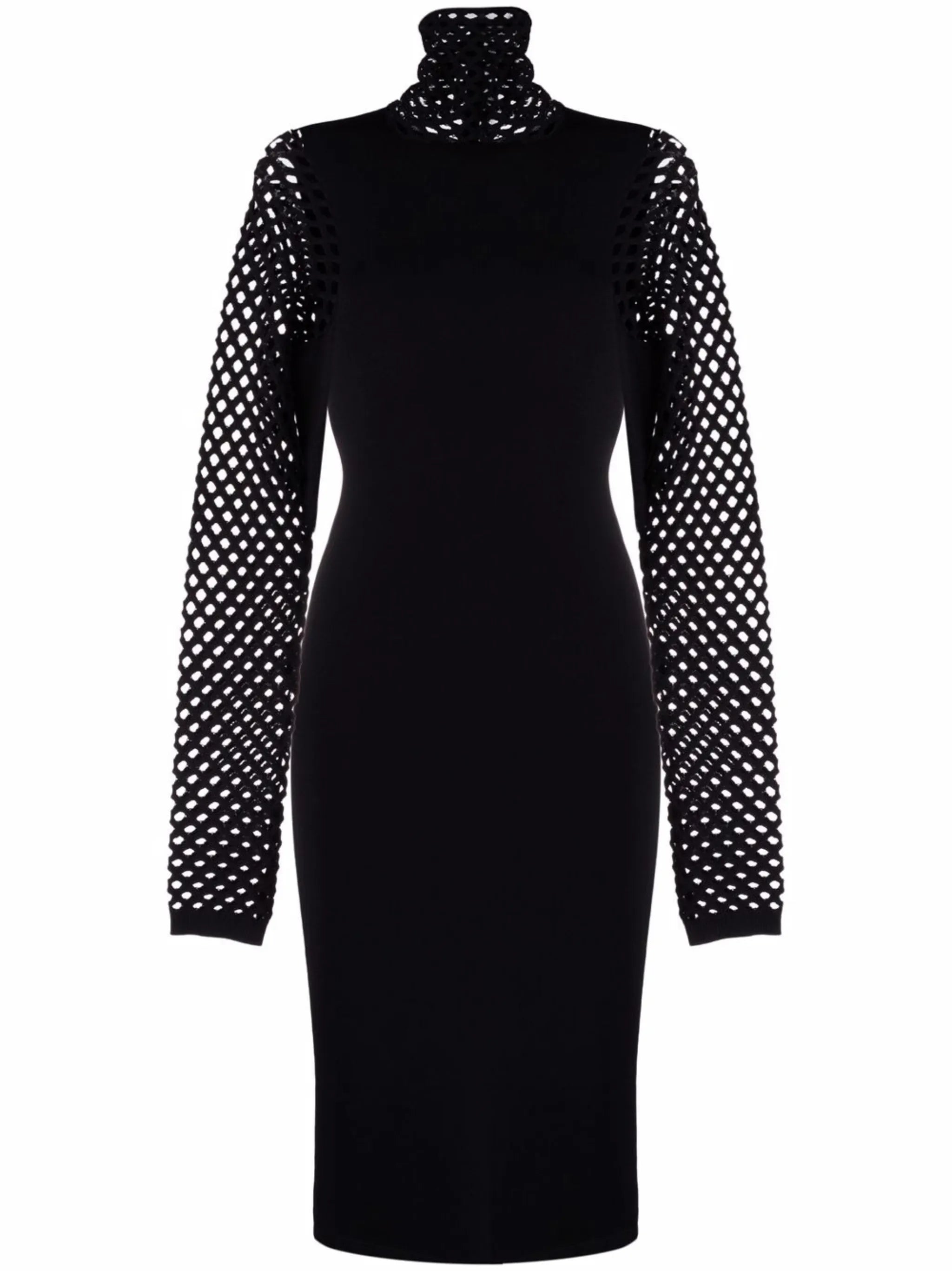 open-knit roll-neck dress