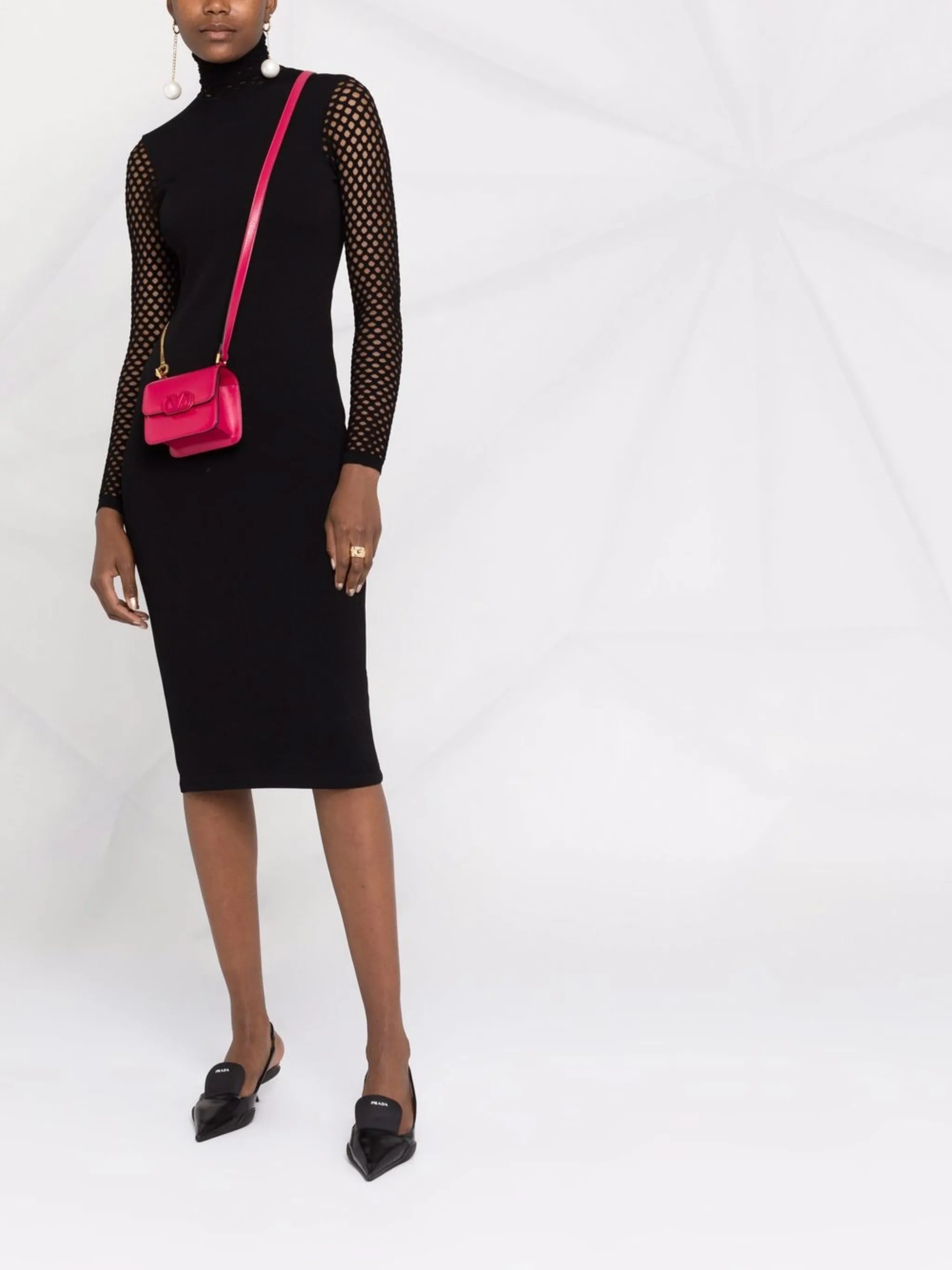 open-knit roll-neck dress