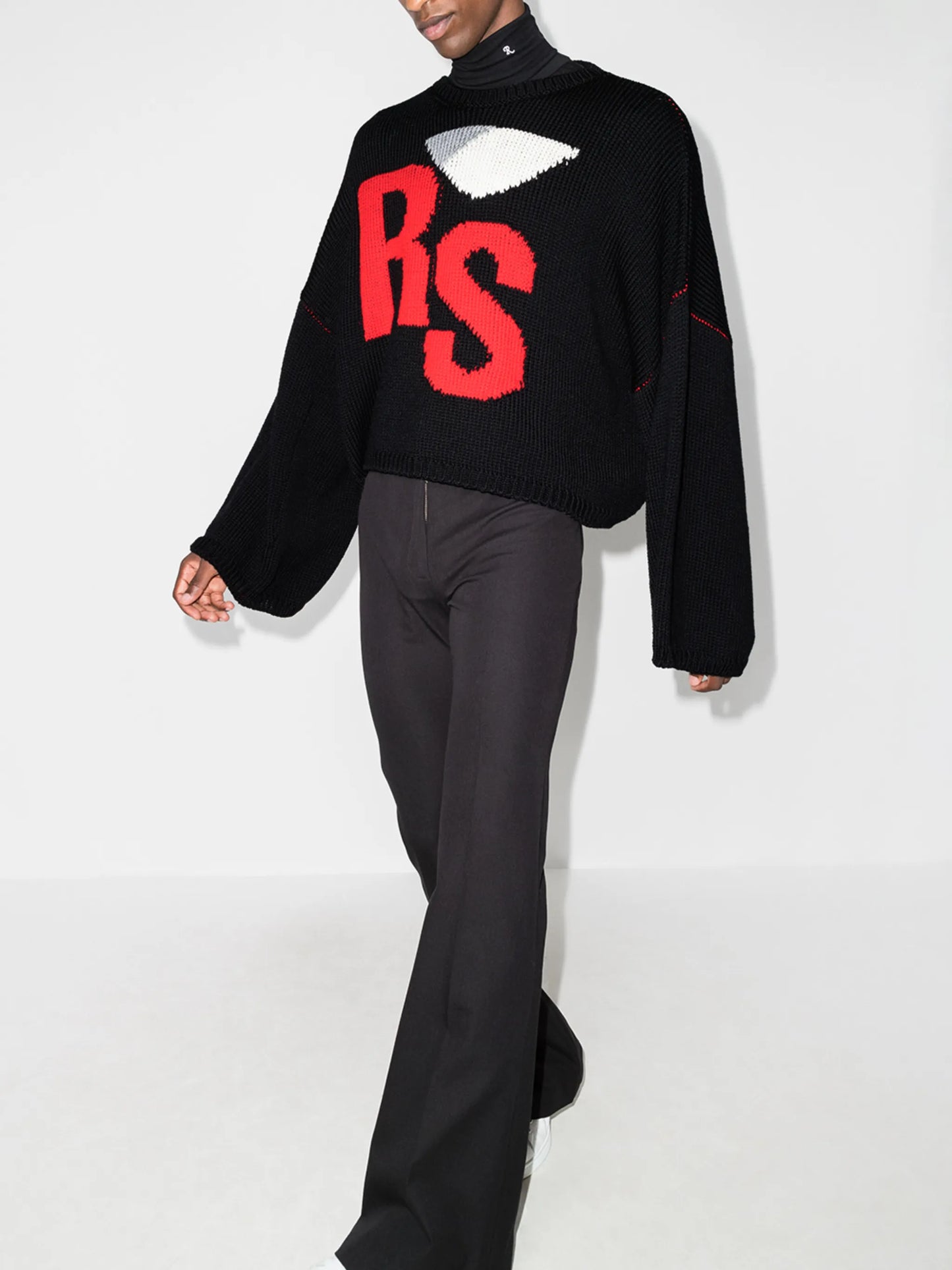 logo-intarsia wool jumper