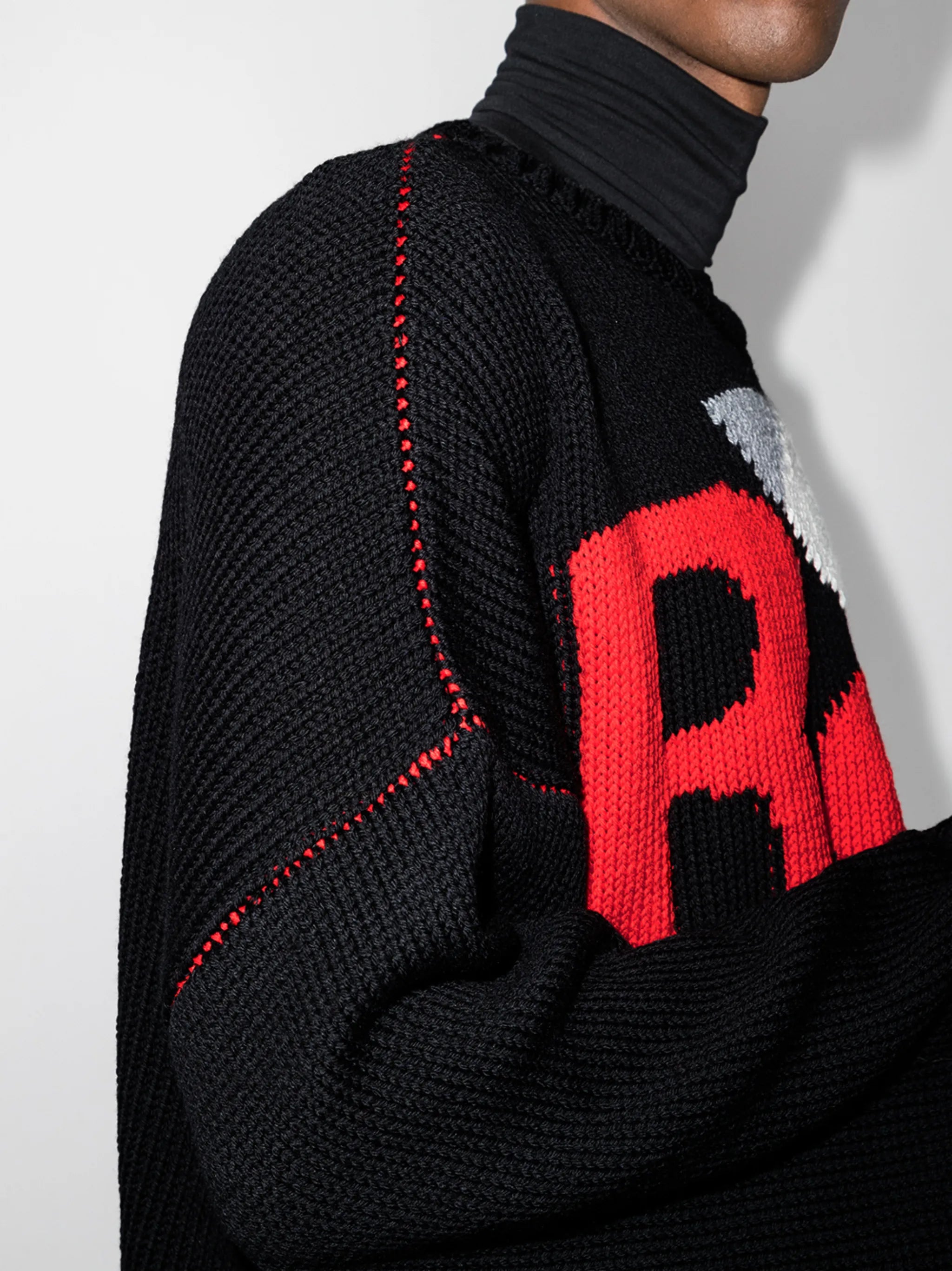 logo-intarsia wool jumper