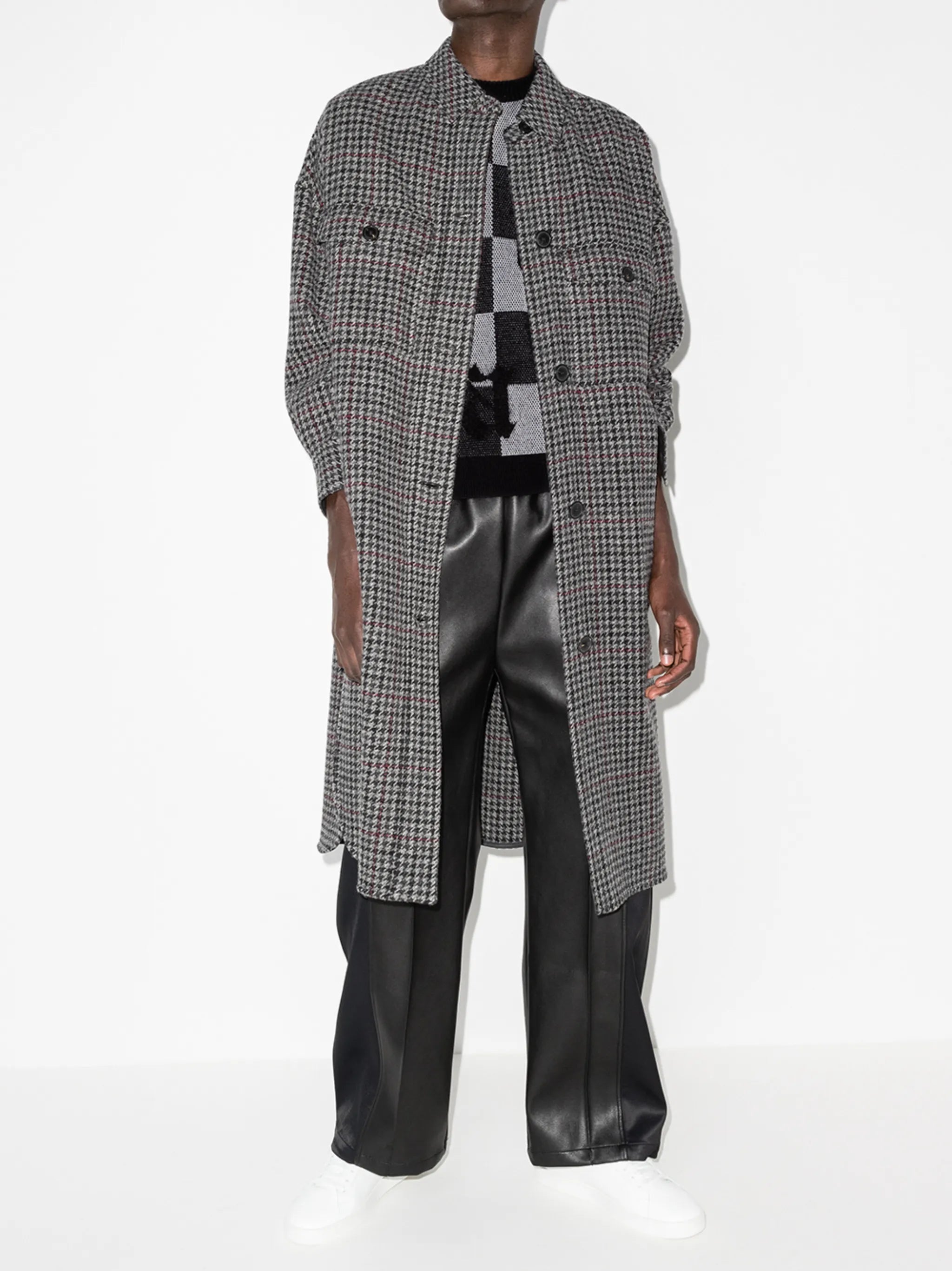checked two-tone cashmere jumper