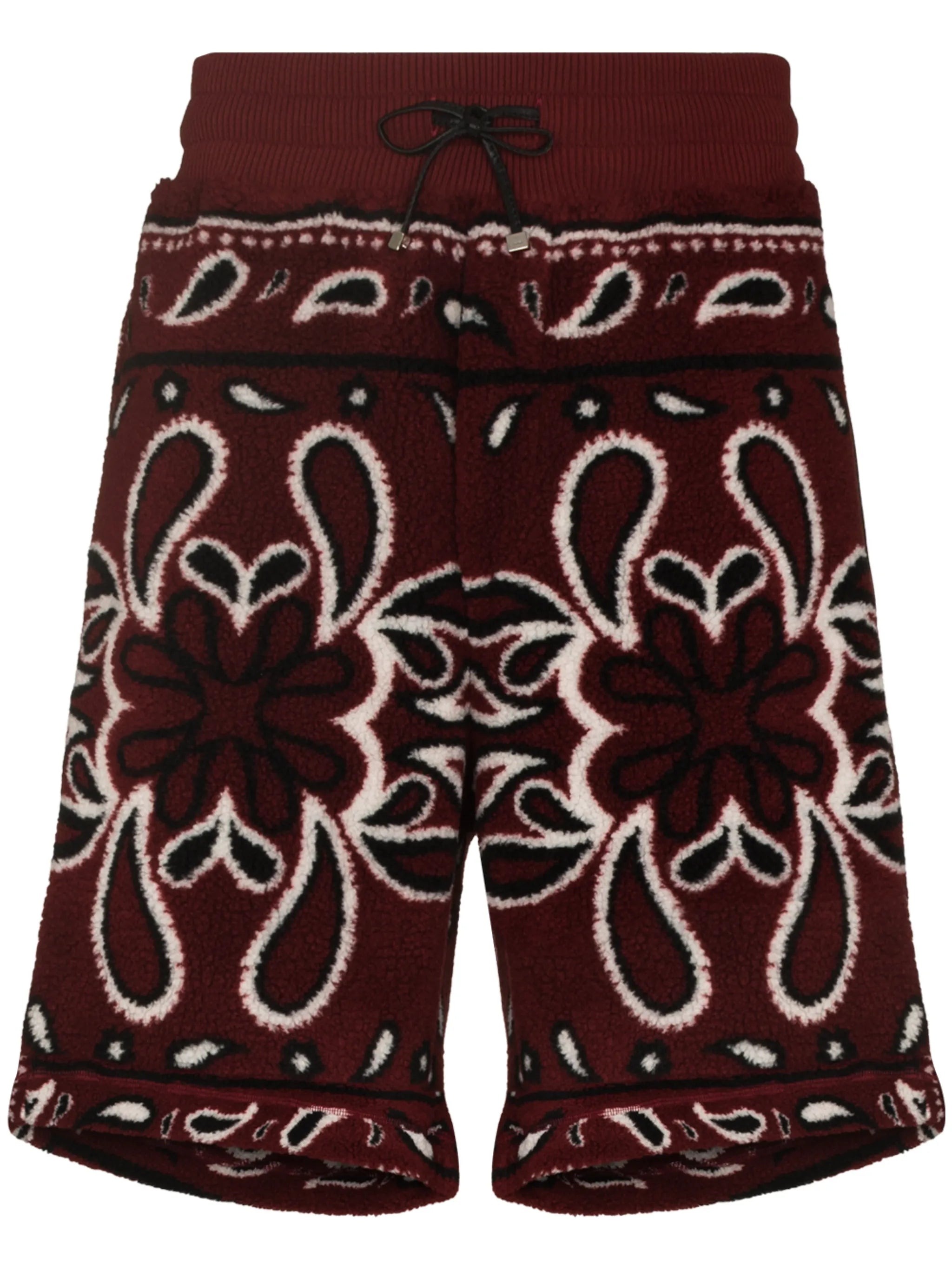 bandana print fleece track shorts