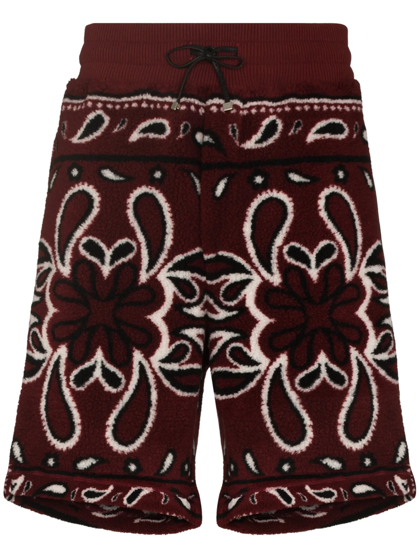 bandana print fleece track shorts