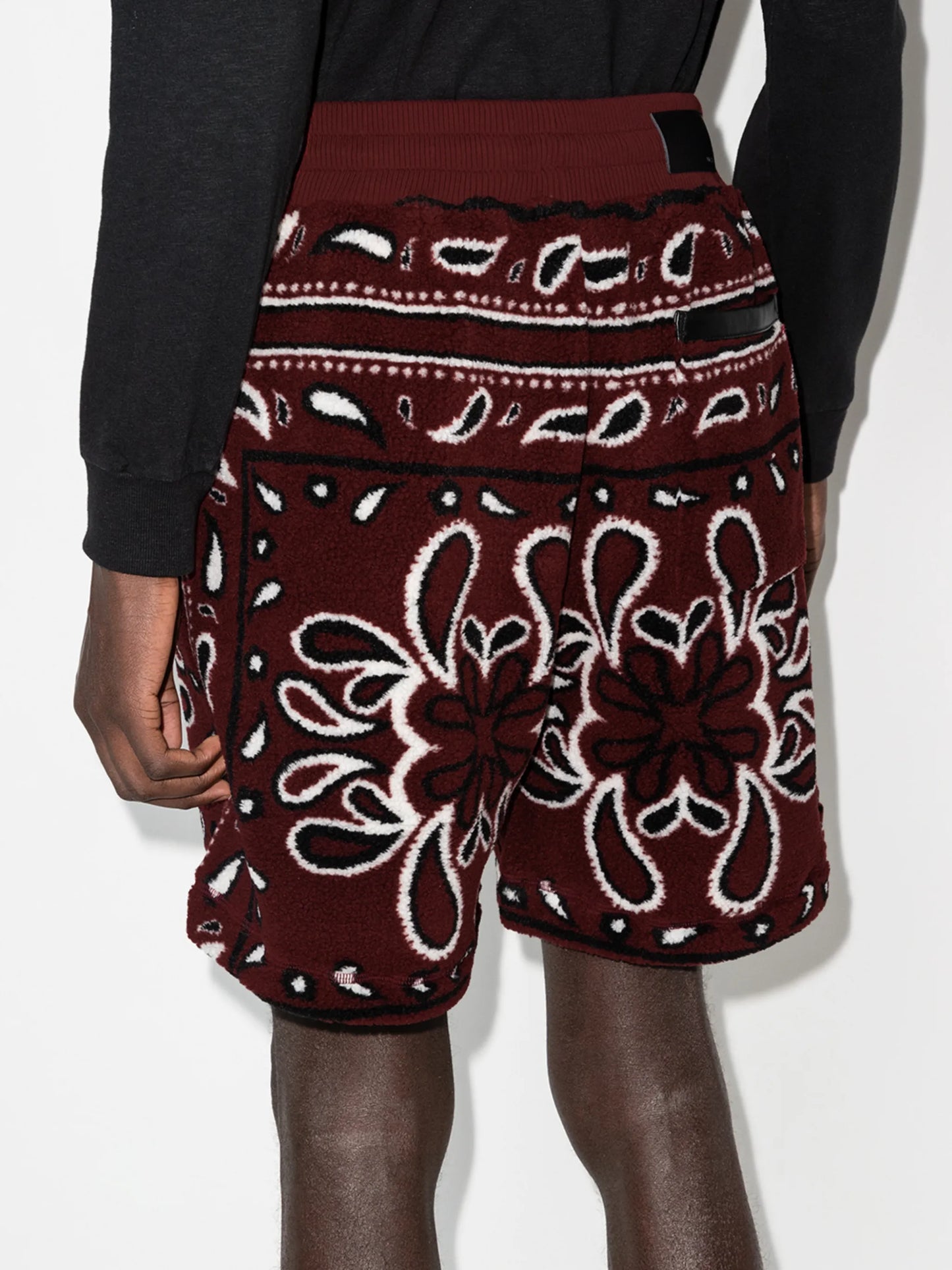 bandana print fleece track shorts