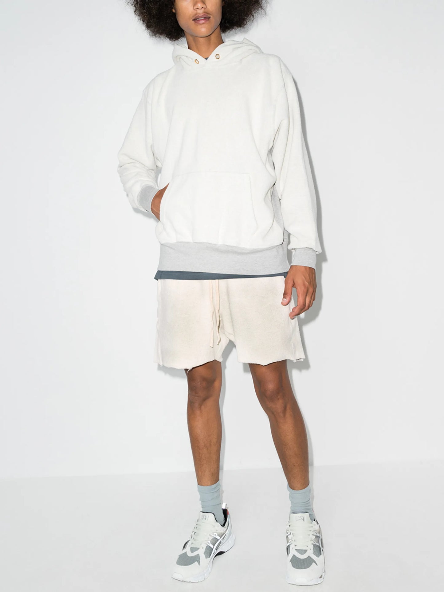 drawstring cotton track shorts