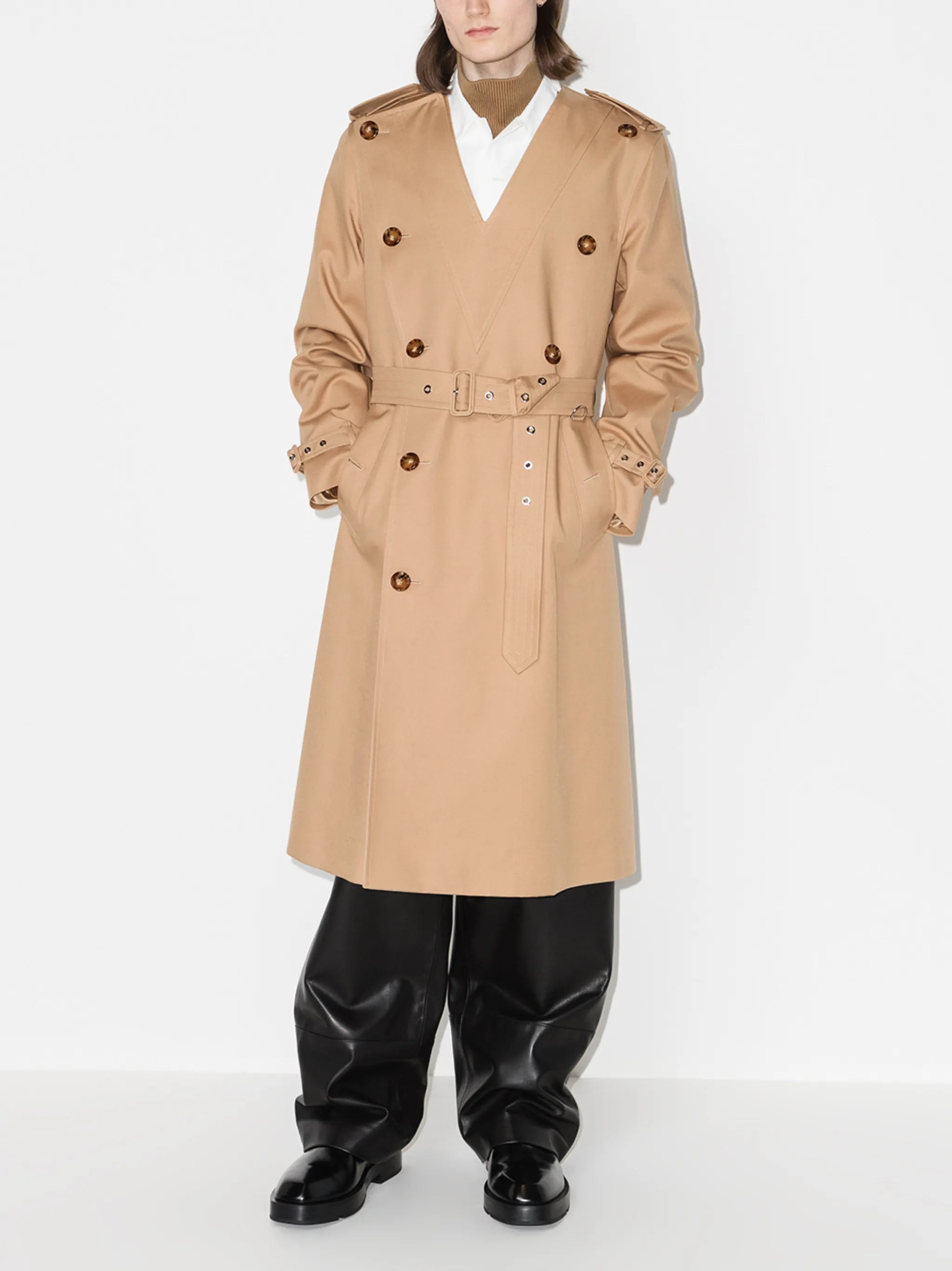 V-neck trench coat