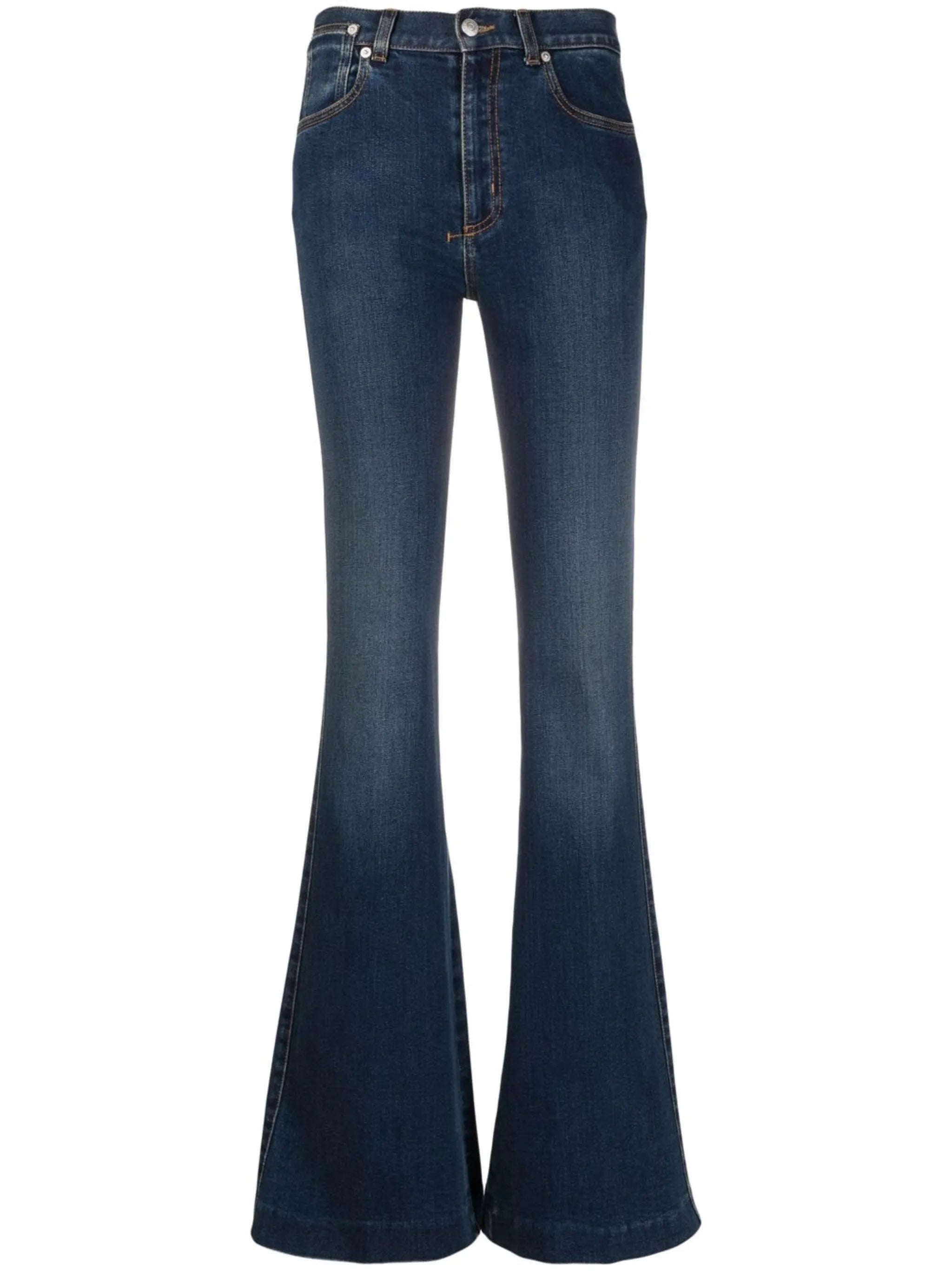 mid-rise flared-leg denim jeans