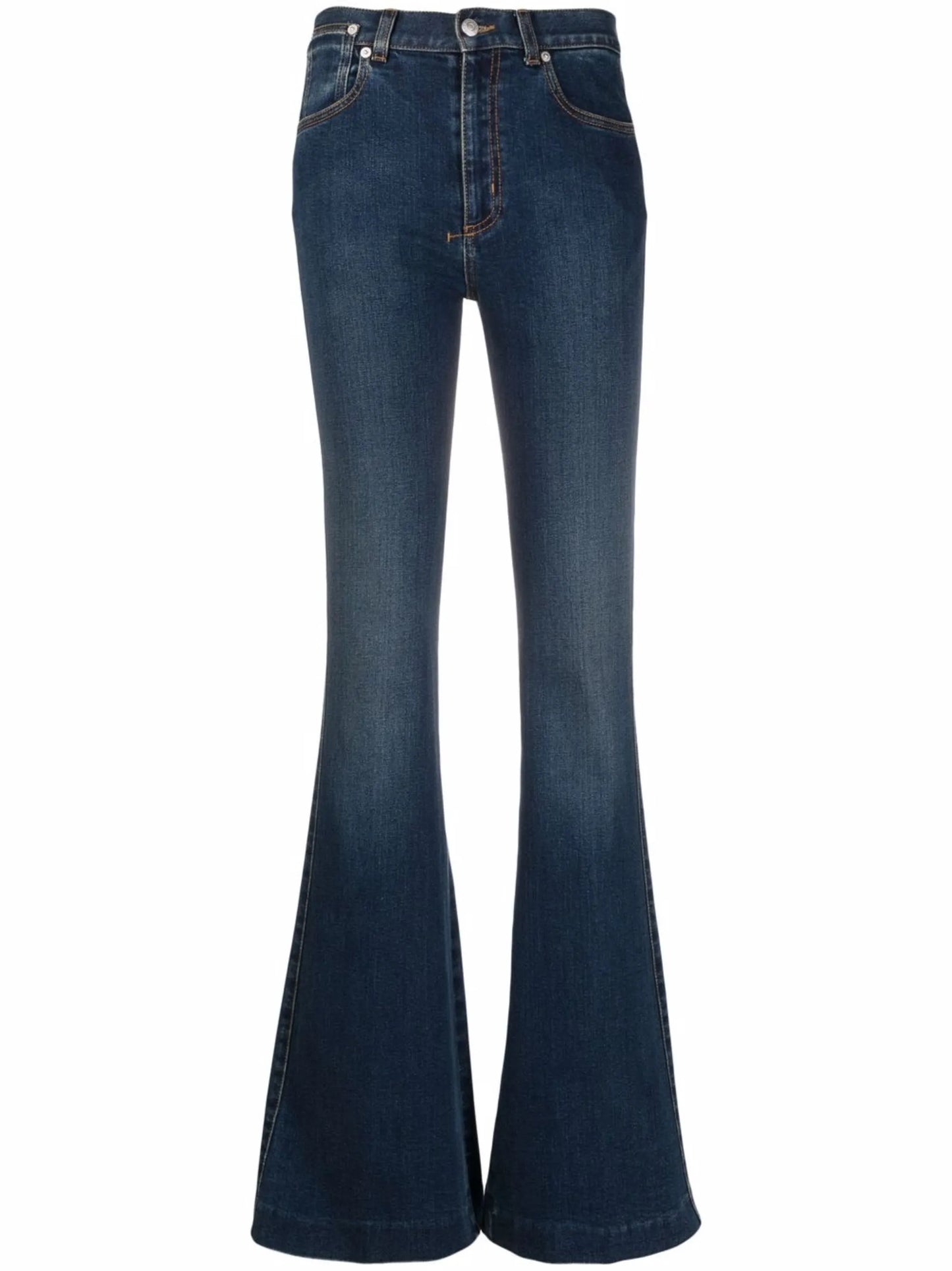 mid-rise flared-leg denim jeans
