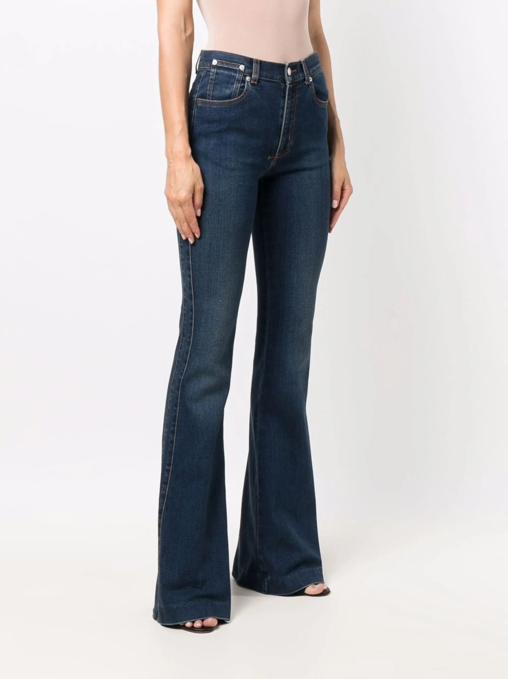 mid-rise flared-leg denim jeans