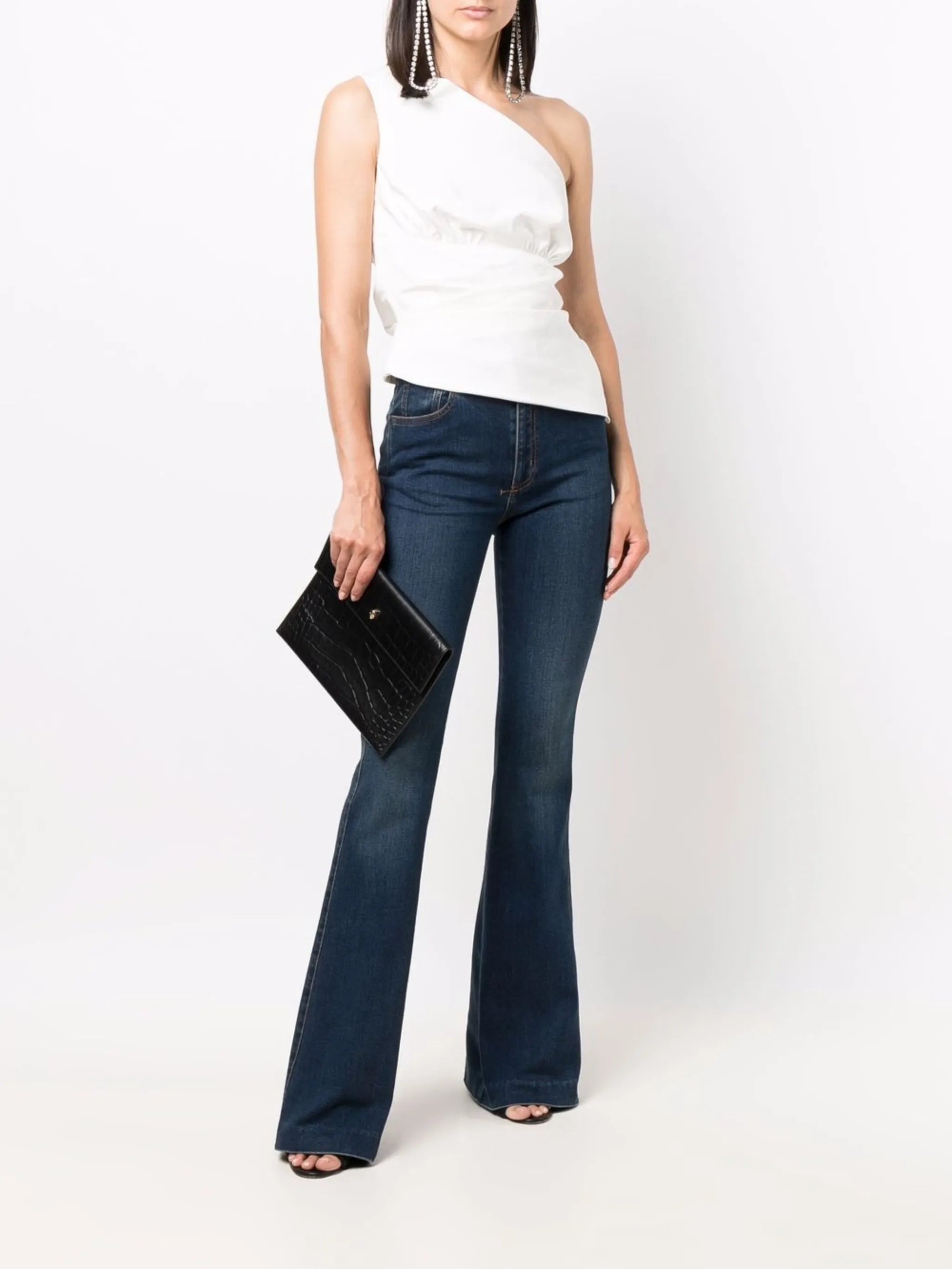 mid-rise flared-leg denim jeans