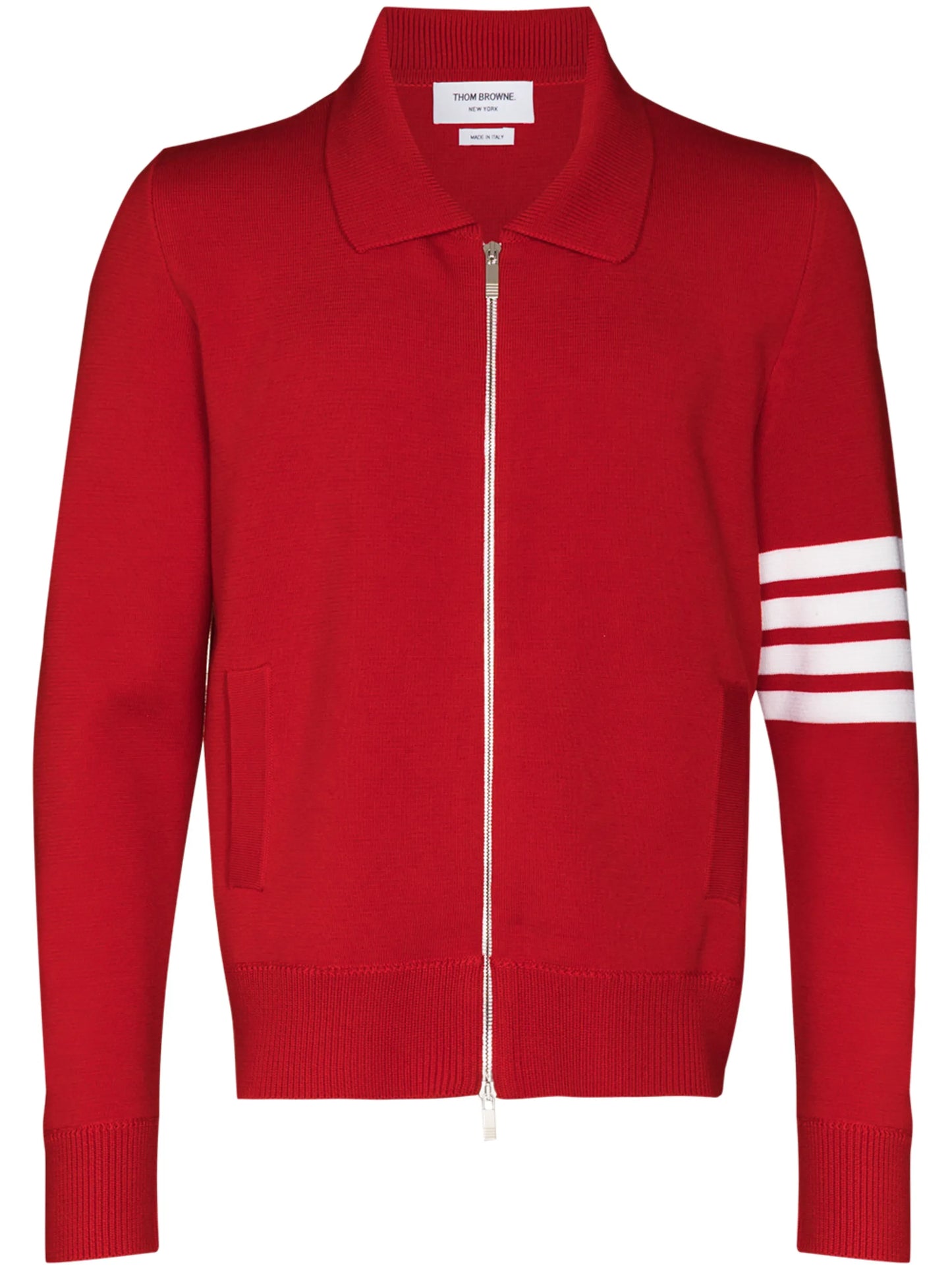 4-Bar stripe zip-up bomber jacket