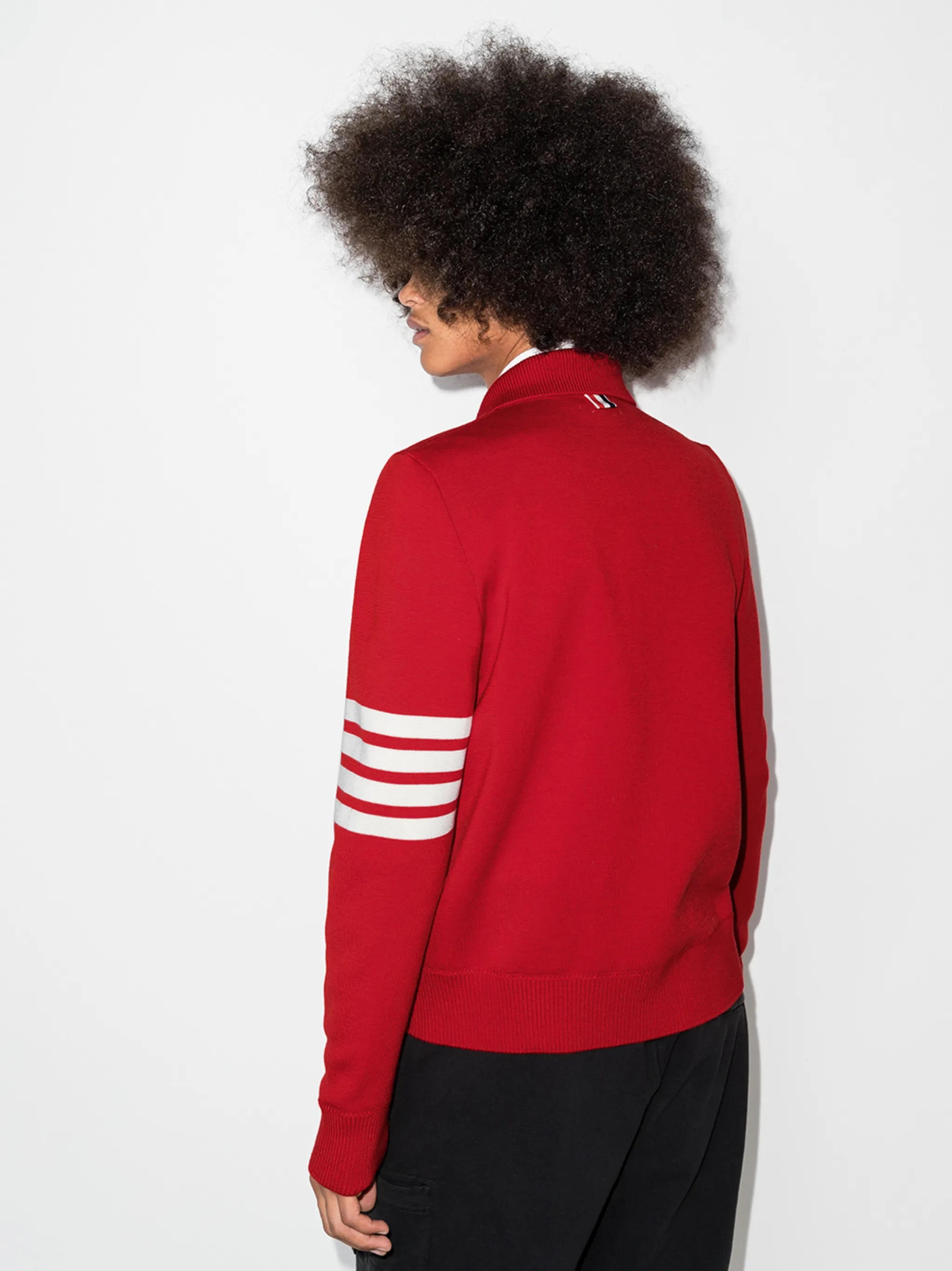 4-Bar stripe zip-up bomber jacket