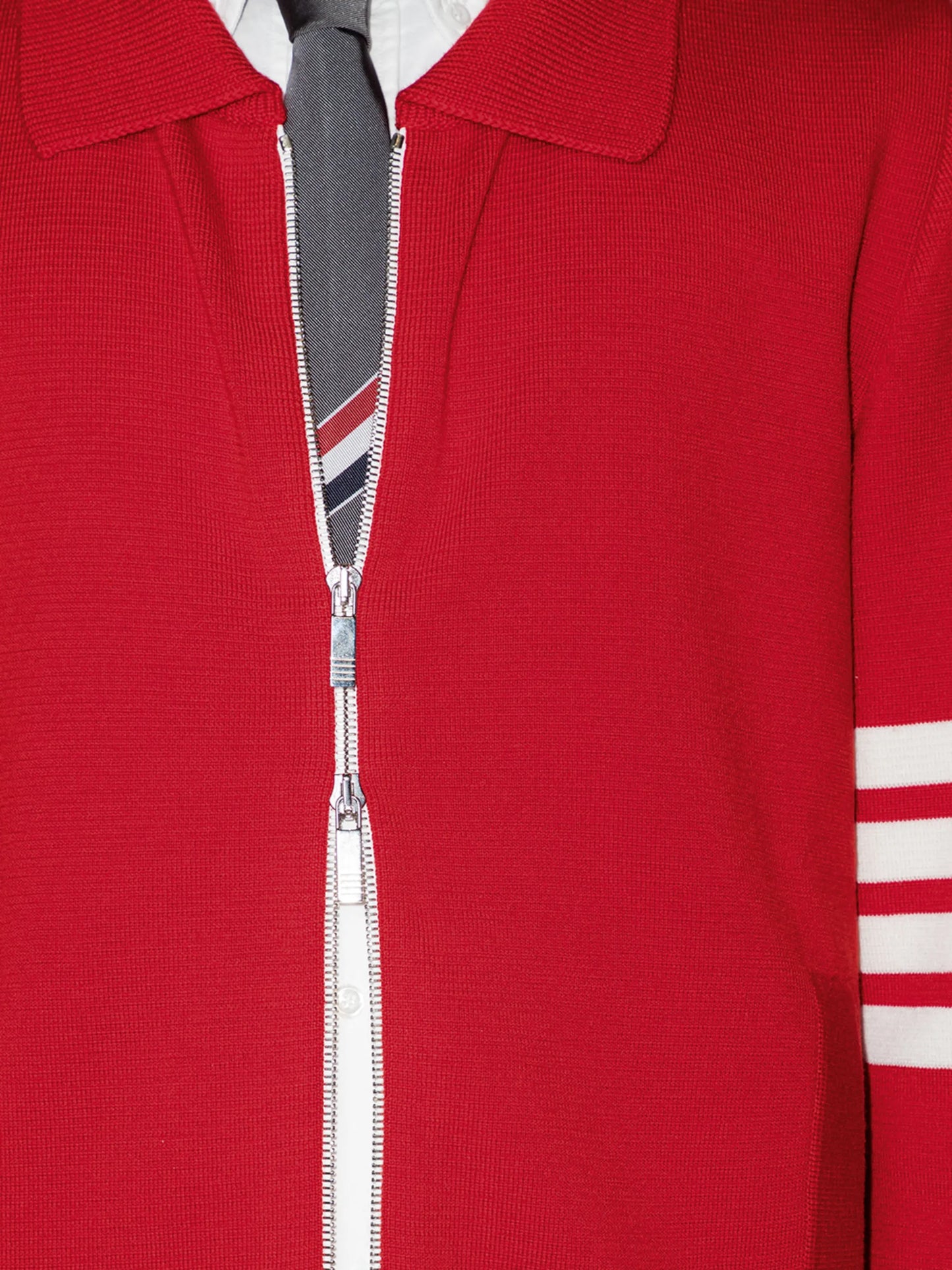 4-Bar stripe zip-up bomber jacket