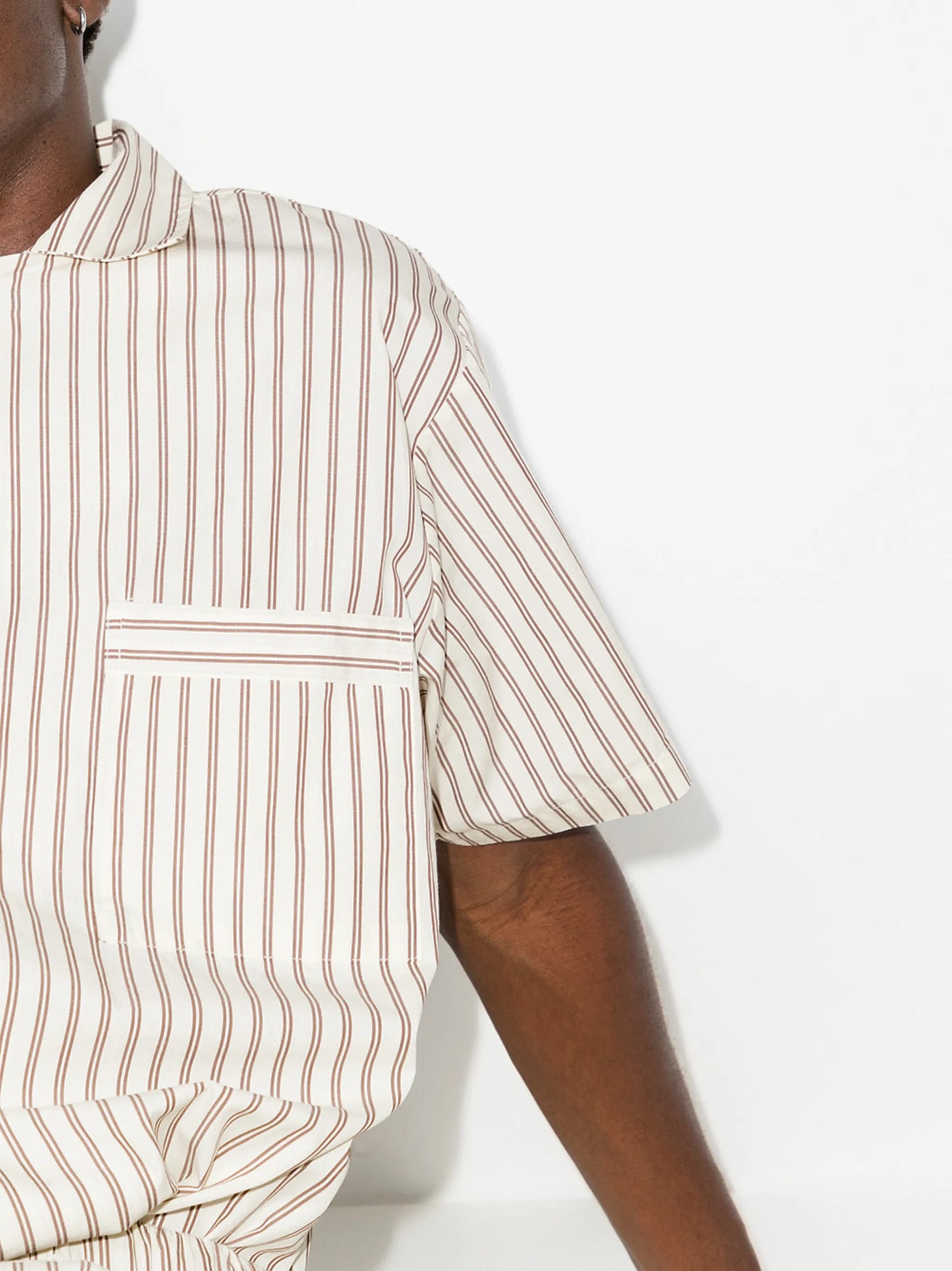 vertical-stripe short-sleeve pajama shirt