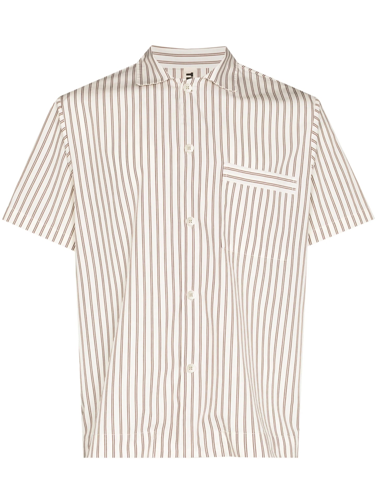 vertical-stripe short-sleeve pajama shirt